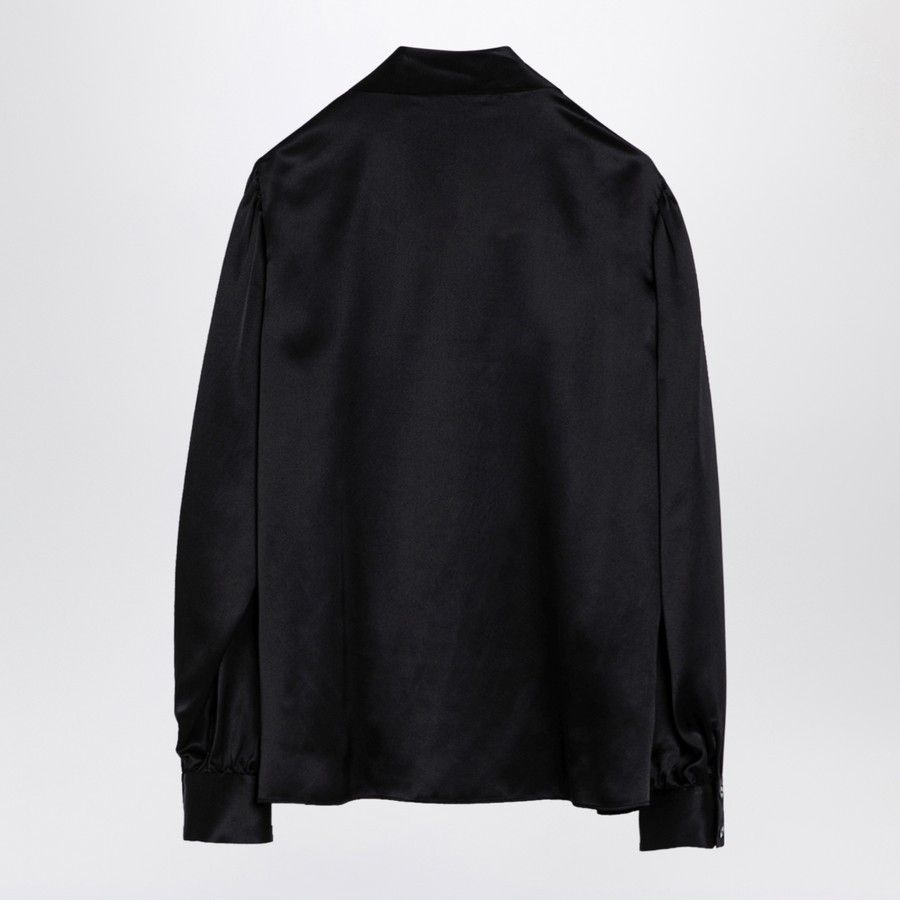 Alessandra Rich o1d2blof0724 Silk Shirt in Black Size M / US 6-8 / IT 42-44 - 2 Thumbnail
