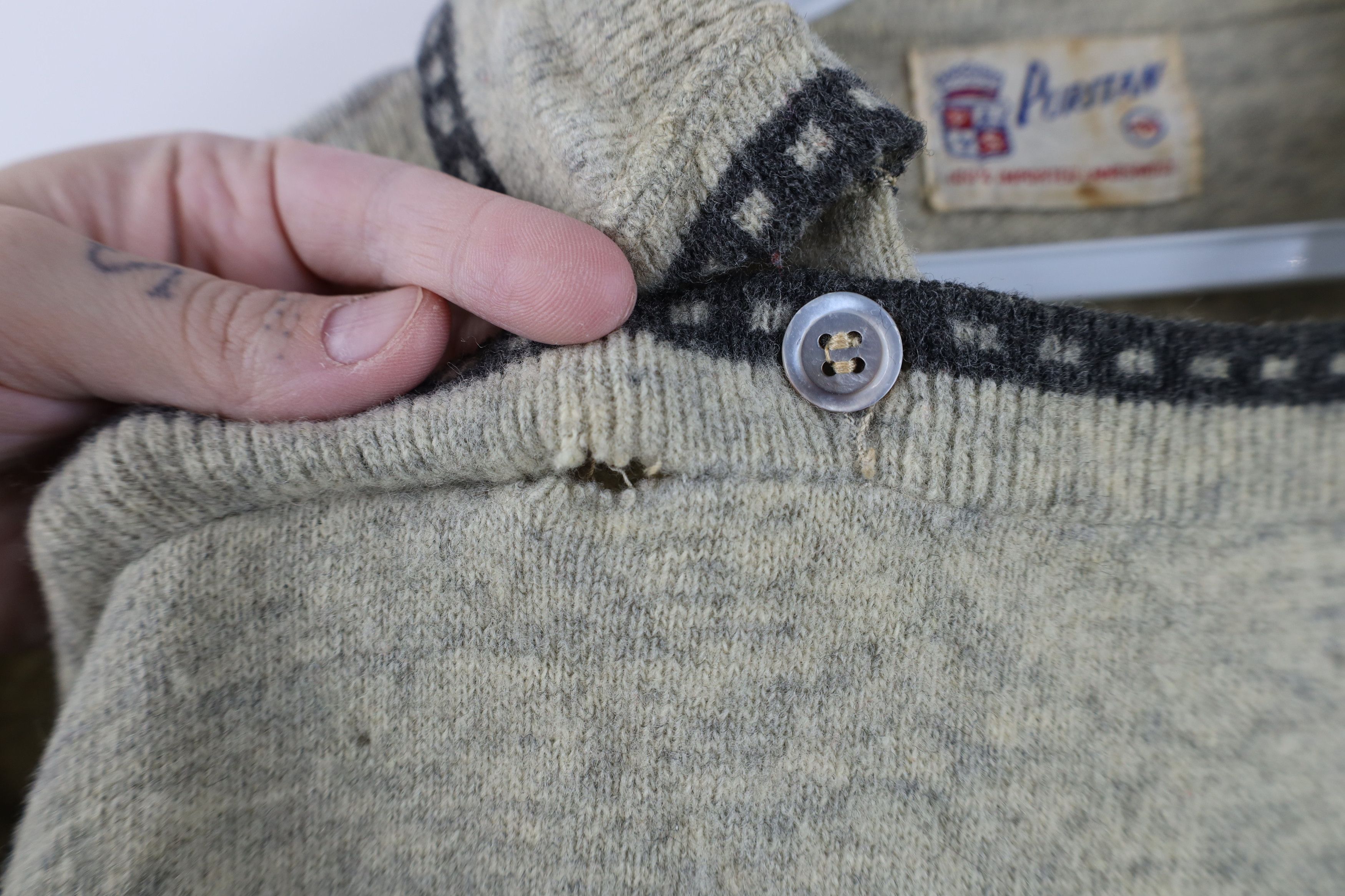 Vintage Vintage 50s Rockabilly Lambswool Collared Sweater Gray USA Size US XXL / EU 58 / 5 - 4 Thumbnail