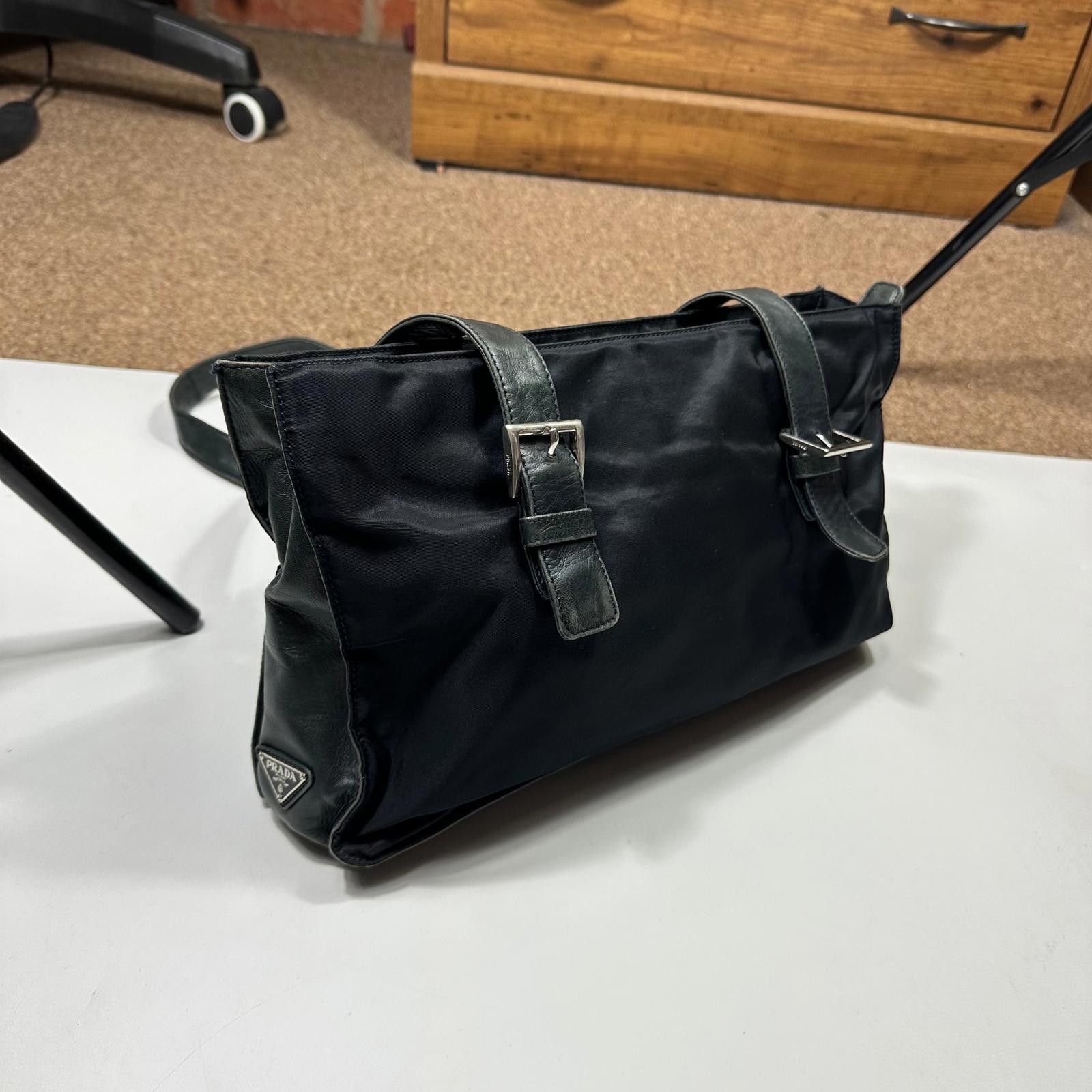 Prada Prada 00’s Nylon + Leather Plaque Logo Shoulder Bag Size ONE SIZE - 3 Thumbnail