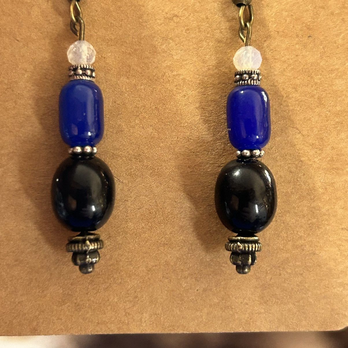 Handmade Handcrafted vintage bead cat eye glass barrels earrings Size ONE SIZE - 3 Thumbnail