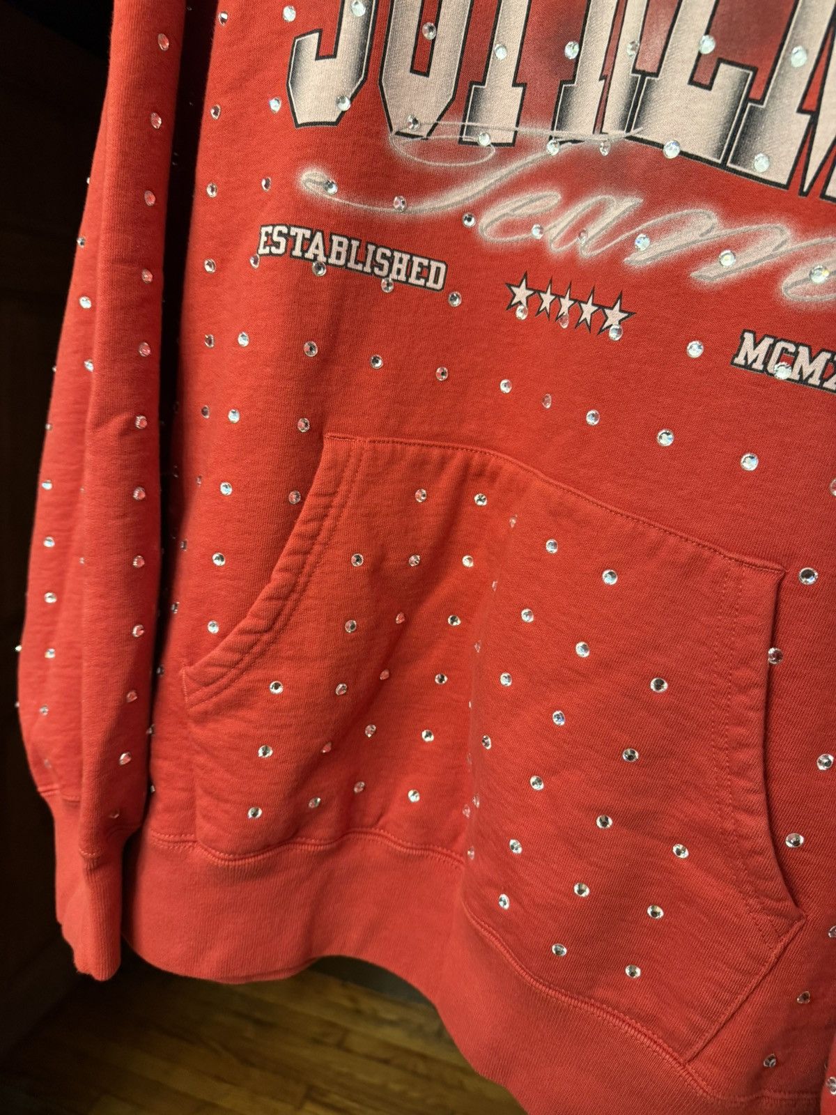 Supreme Supreme Team Red Rhinestone Hooded Hoodie Size XL Size US XL / EU 56 / 4 - 4 Thumbnail