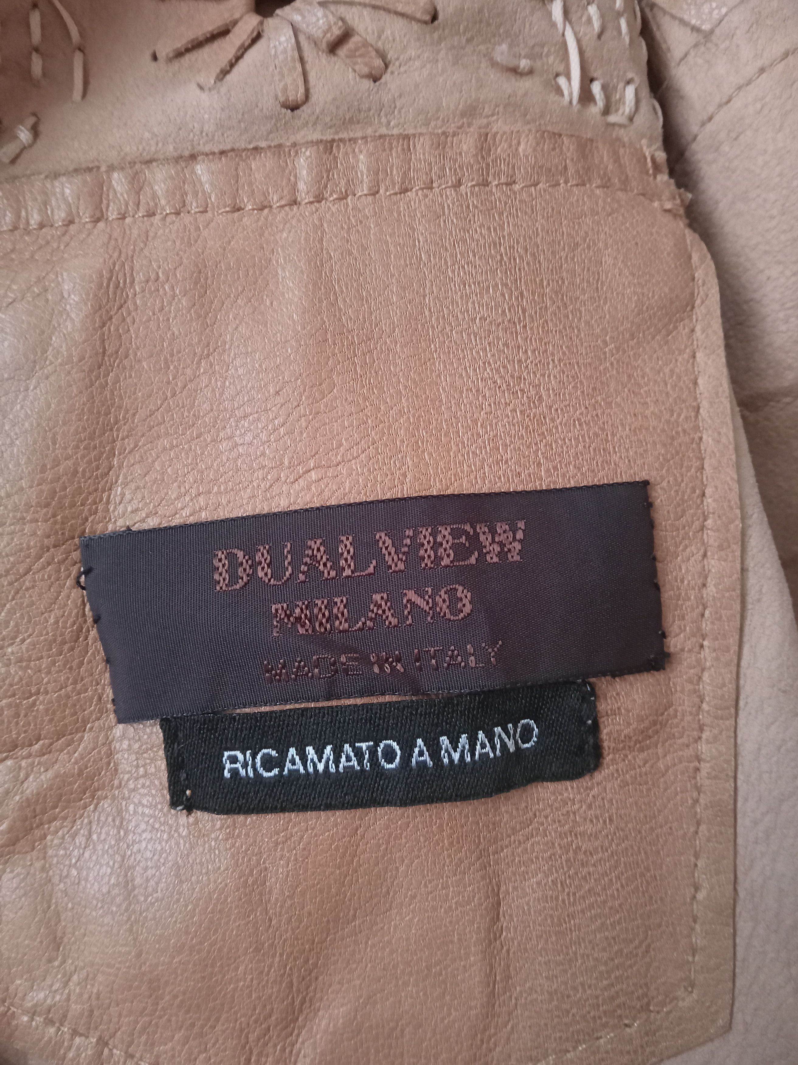 Designer Dual View Milano Ricamato A Mano Rare Design Leather Jacket Size L / US 10 / IT 46 - 2 Thumbnail