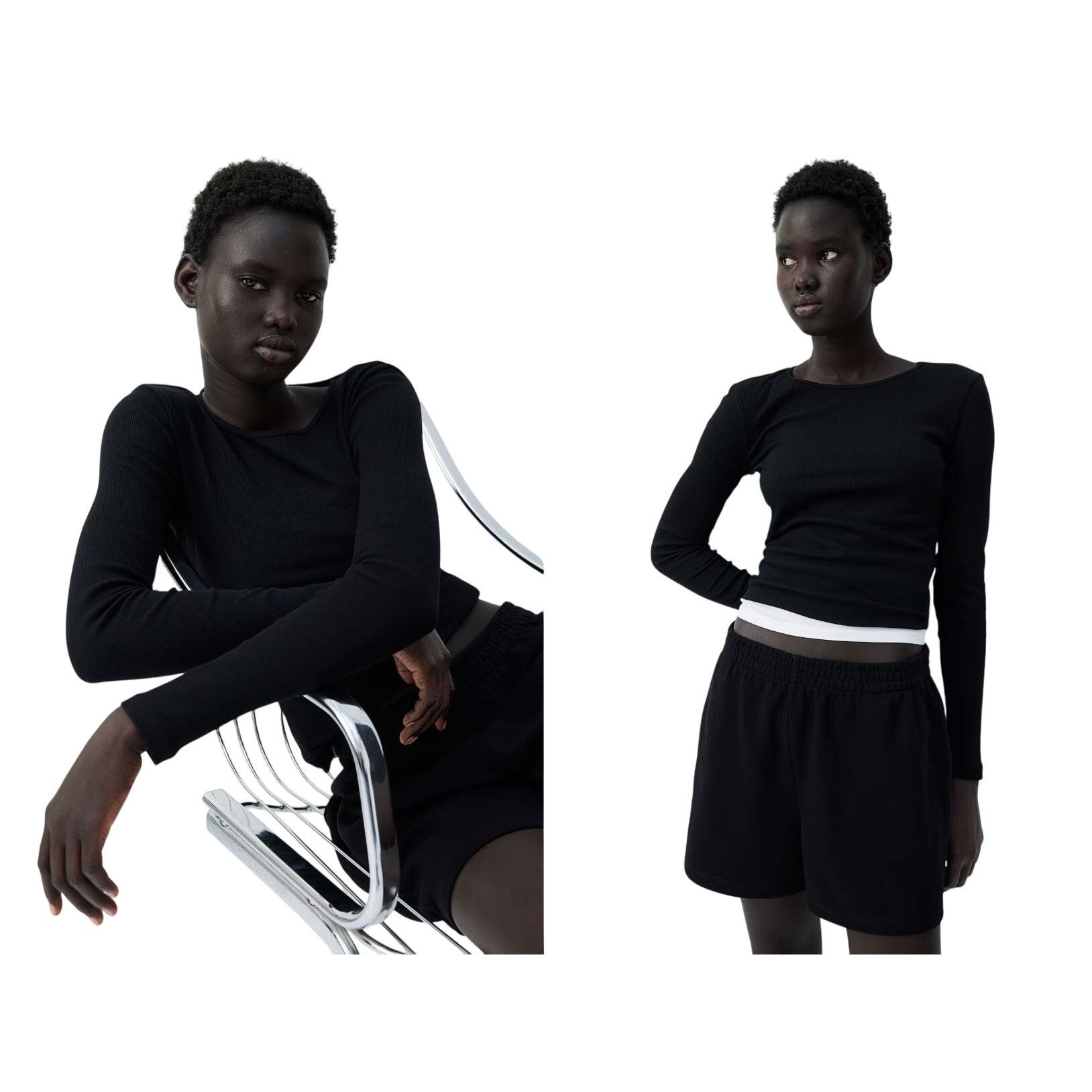 H&M H&M Black Ribbed Long-Sleeve Jersey Top Size S / US 4 / IT 40 - 1 Thumbnail