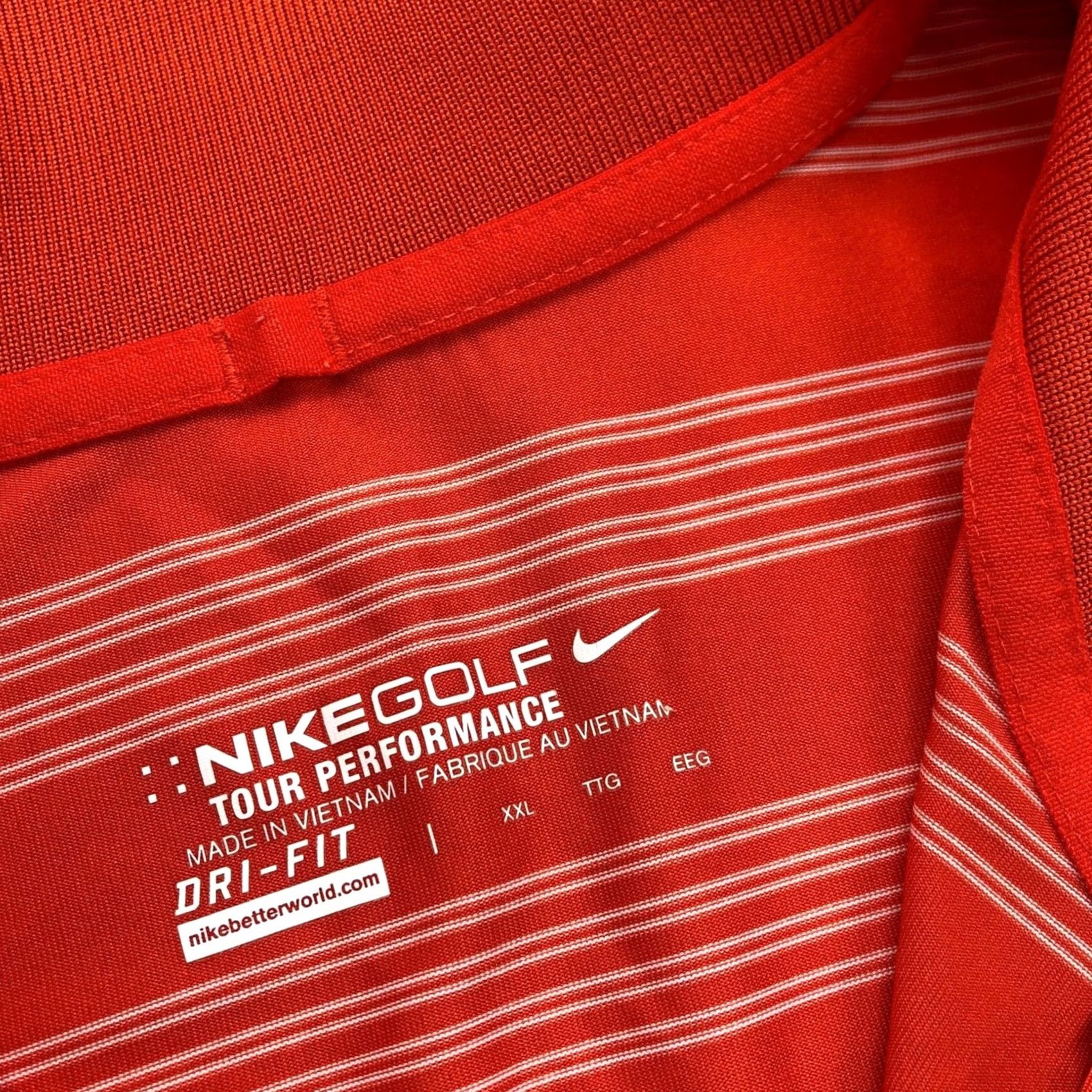 Nike VINTAGE Nike XXL TOUR PERFORMANCE Dri Fit Golf SS Button Polo Striped Shirt Orange MINT Size US XXL / EU 58 / 5 - 6 Thumbnail