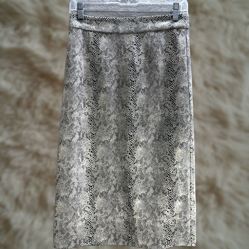 Skin Skies are Blue Women's Skirt Knee Length Gray Snake Print A-Line Lined Sz S Polyester Zip Knotted Size 28" / US 6 / IT 42 - 1 Thumbnail
