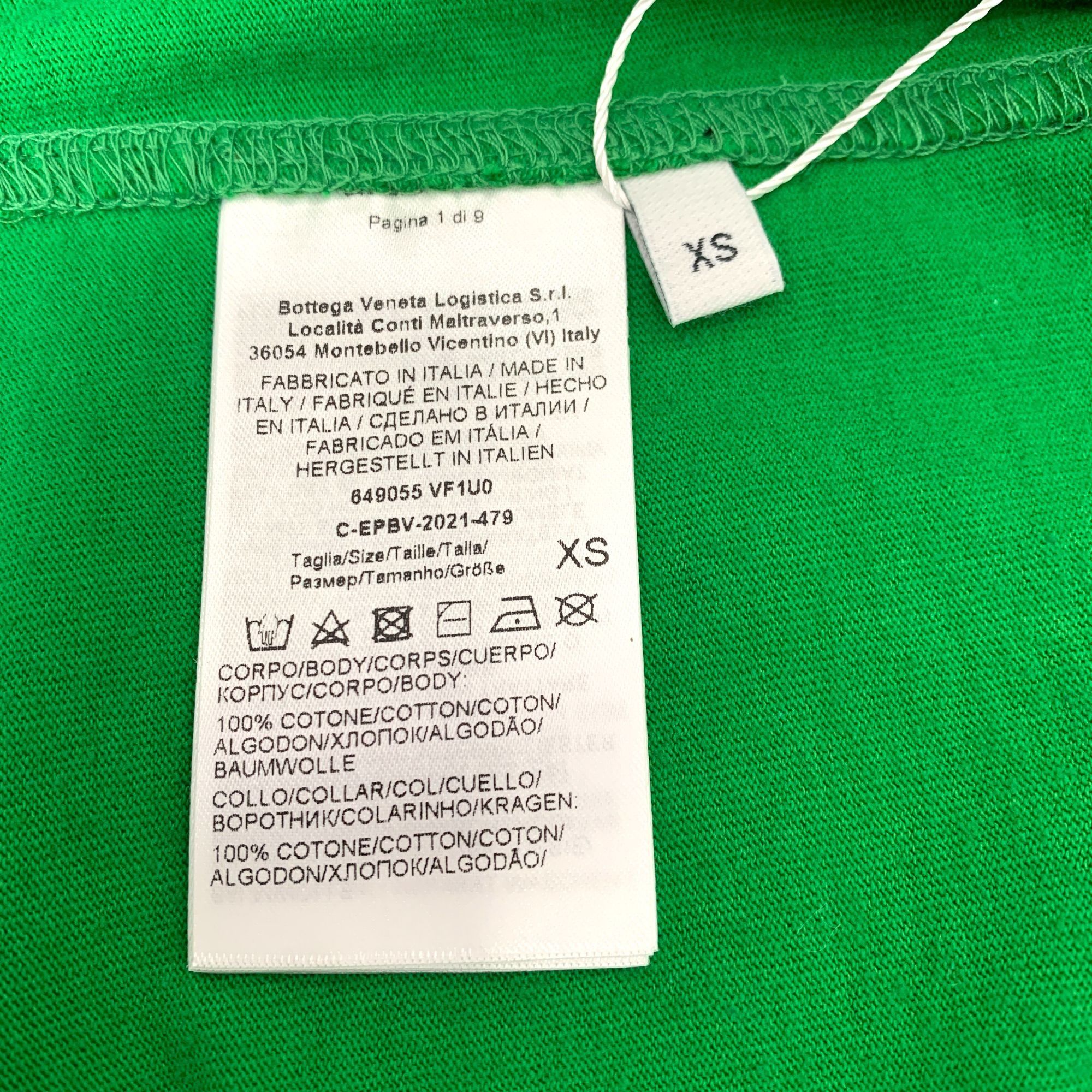 Bottega Veneta Bottega Veneta Green Cotton Crewneck T-Shirt (Size XS) Size XS / US 0-2 / IT 36-38 - 2 Thumbnail