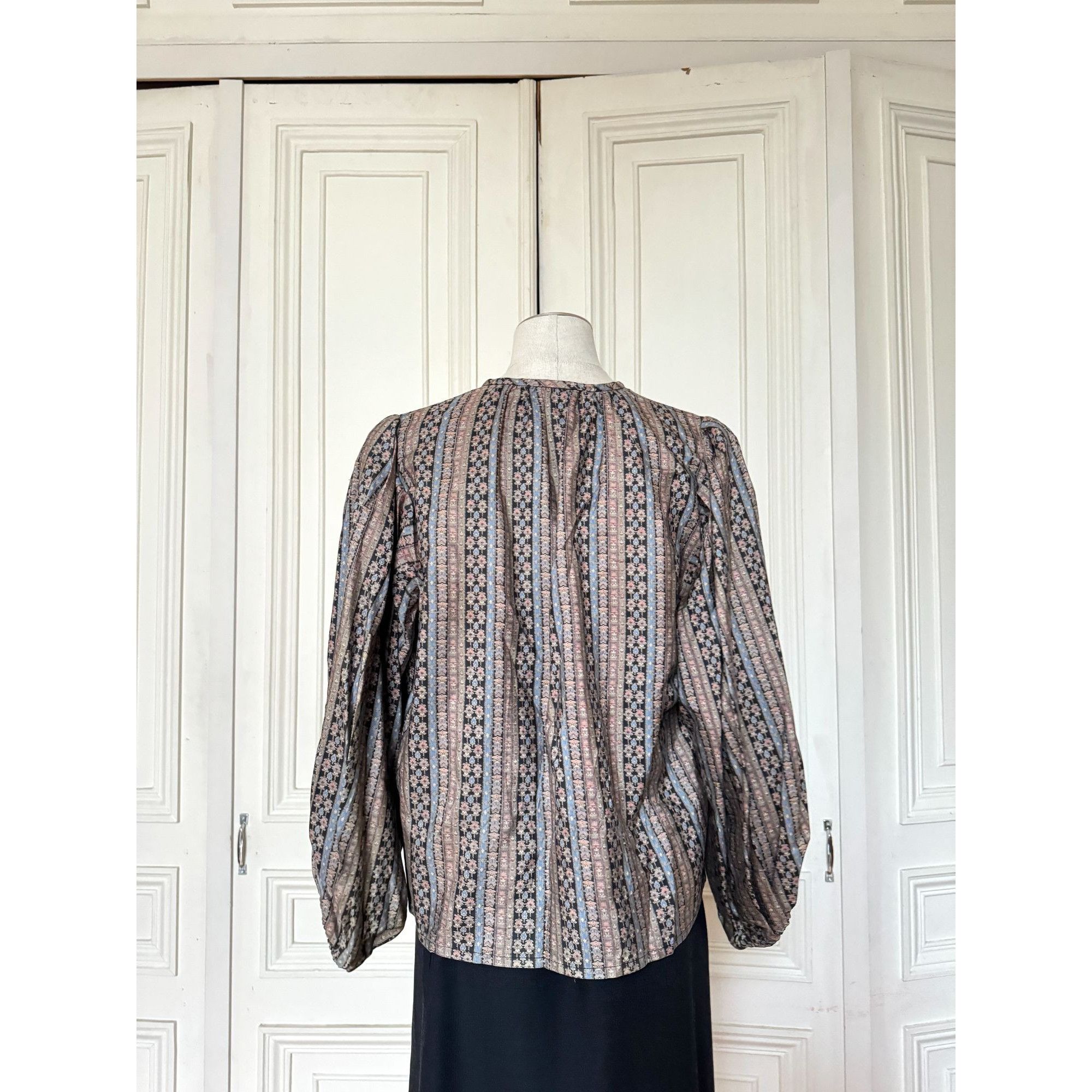 Yves Saint Laurent SS 1978 Silk Printed Blouse Shirt Size M / US 6-8 / IT 42-44 - 4 Thumbnail