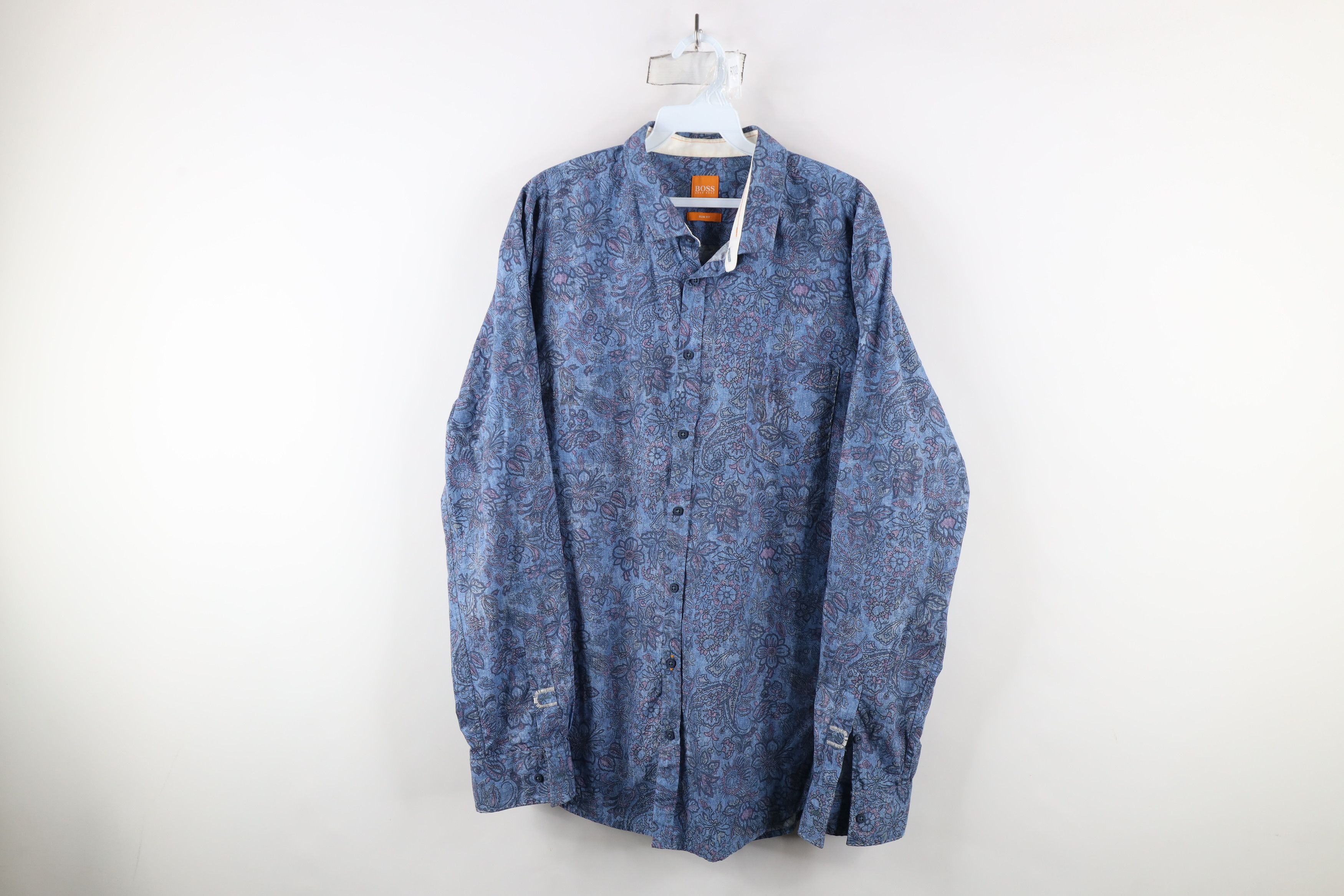 Hugo Boss × Vintage Hugo Boss Fit Rainbow Paisley Flower Collared Button Shirt Size US XL / EU 56 / 4 - 1 Thumbnail