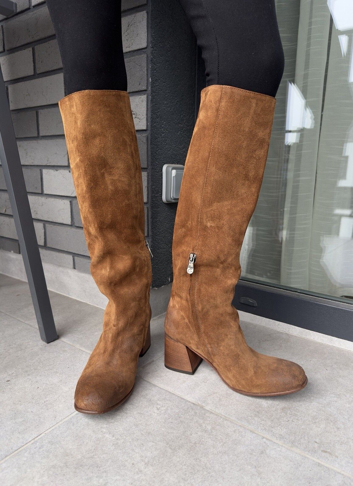 Vintage Crispiniano High Suede Leather Brown Heel Boots Size 38 Size US 5.5 / EU 38 - 8 Thumbnail