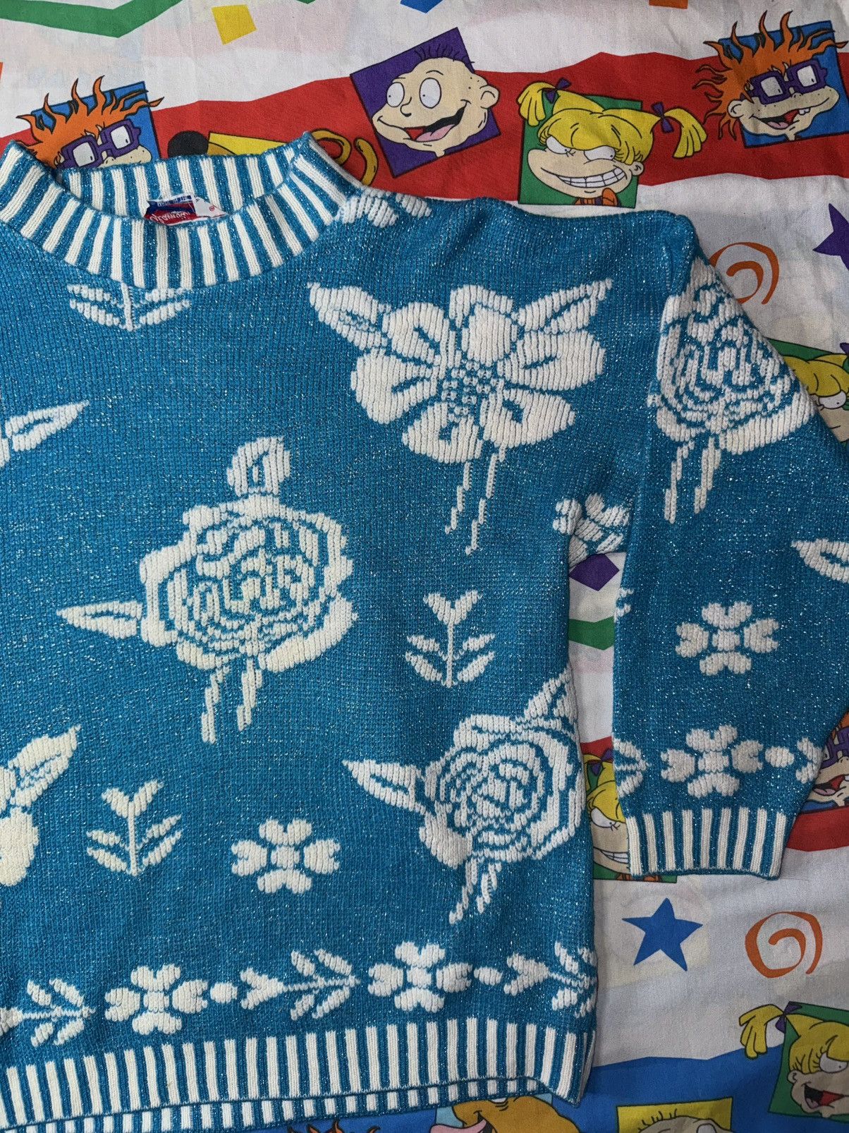Vintage Vintage 80s Floral Knitwear Sweater Women’s Size US M / EU 48-50 / 2 - 2 Thumbnail
