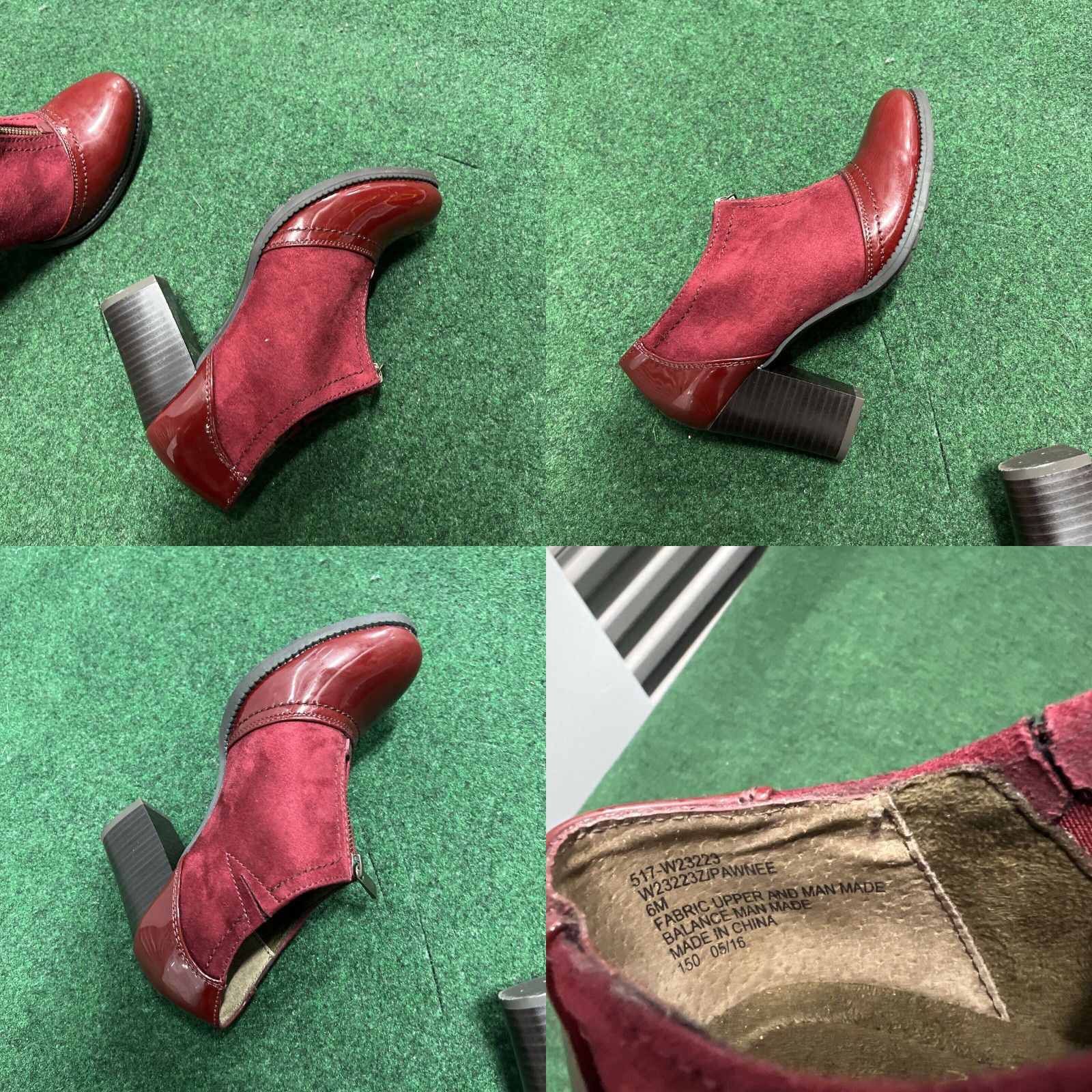Vintage White Mountain Boots Womens 6 M Pawnee Front Zip Low Ankle Bootie Burgundy Heels Size US 6 / IT 36 - 8 Thumbnail