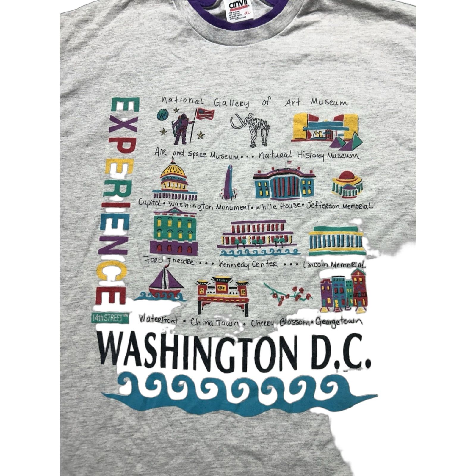 Anvil VINTAGE Anvil T-Shirt Washington DC Art Museum Capitol Tourist Cotton XL Gray Mens Size US XL / EU 56 / 4 - 1 Thumbnail