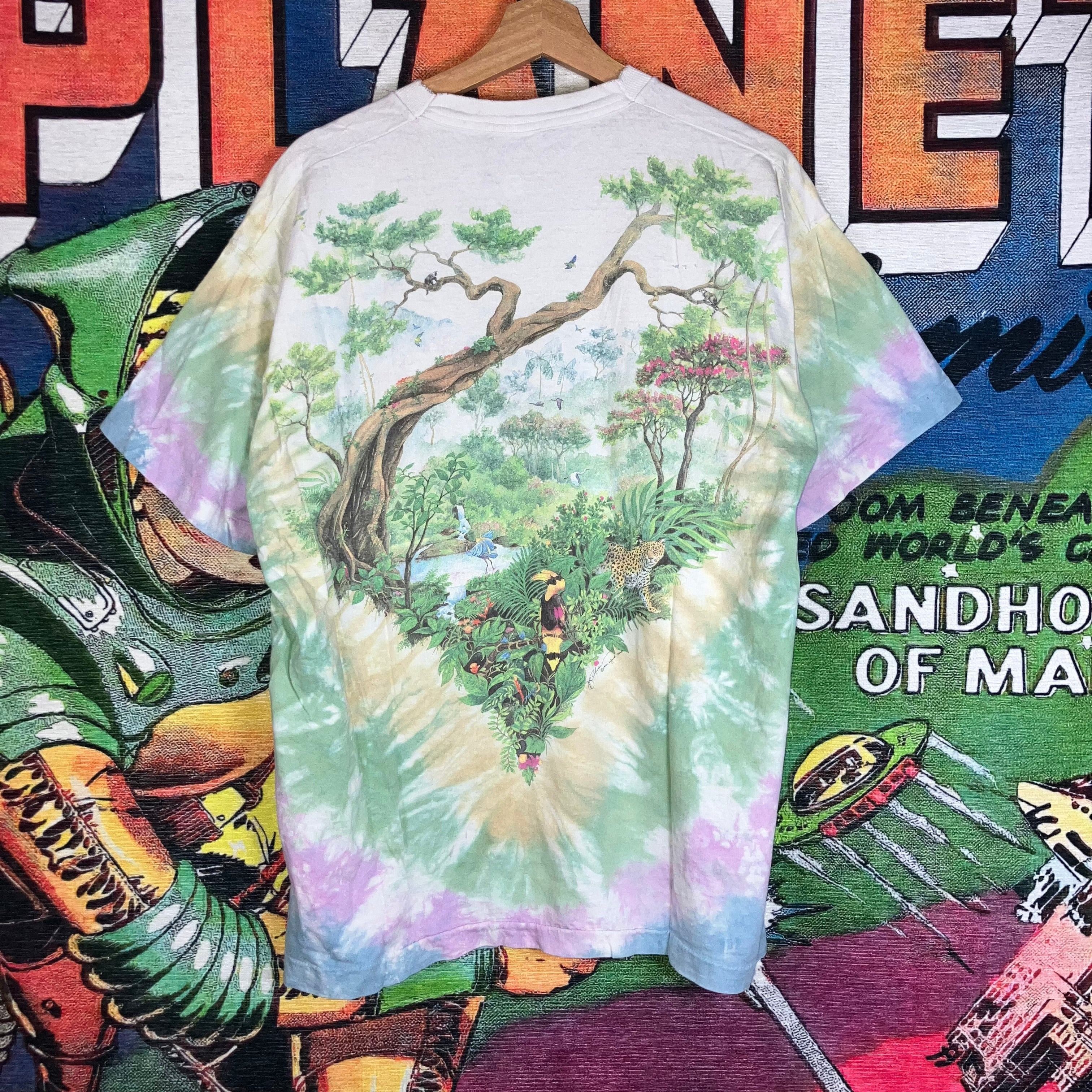 Liquid Blue × Vintage Vintage 90s Liquid Blue African Rain Forest AOP Tie Dye Grap Size US XL / EU 56 / 4 - 2 Thumbnail