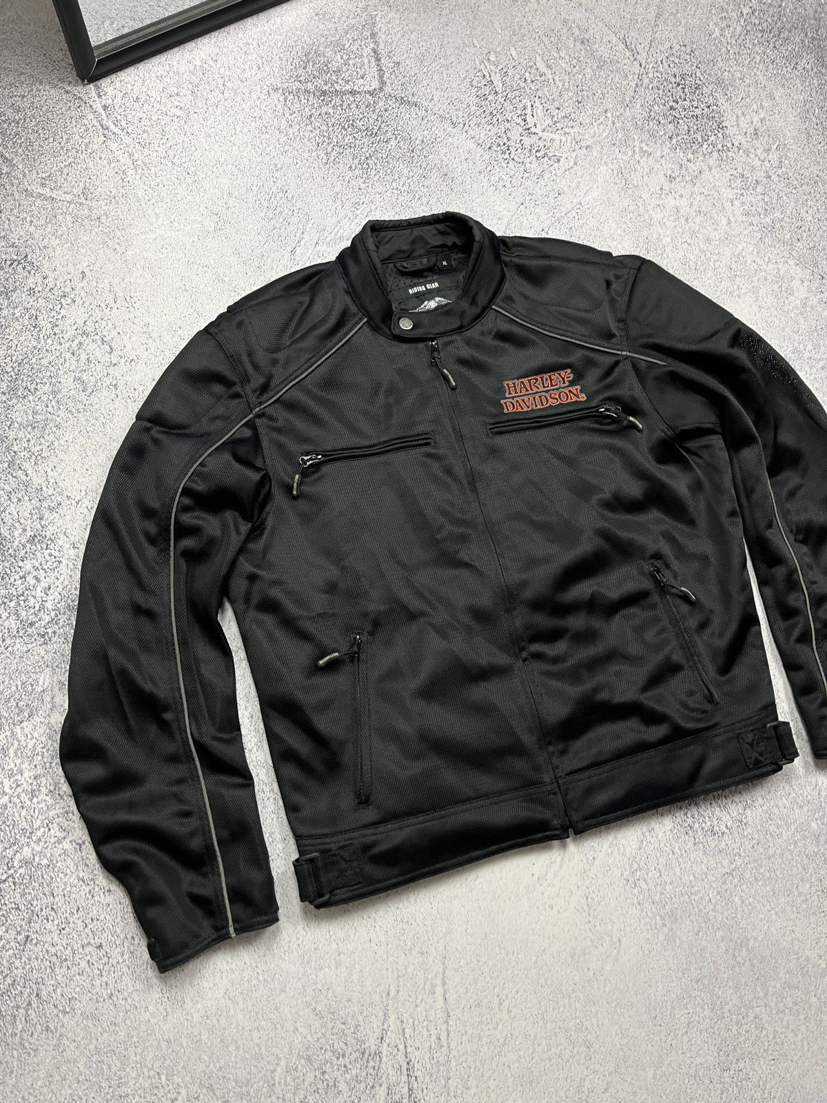 Harley Davidson Flames Harley Davidson Biker Motorcycle Jacket Big Logo Rare Size US L / EU 52-54 / 3 - 6 Thumbnail