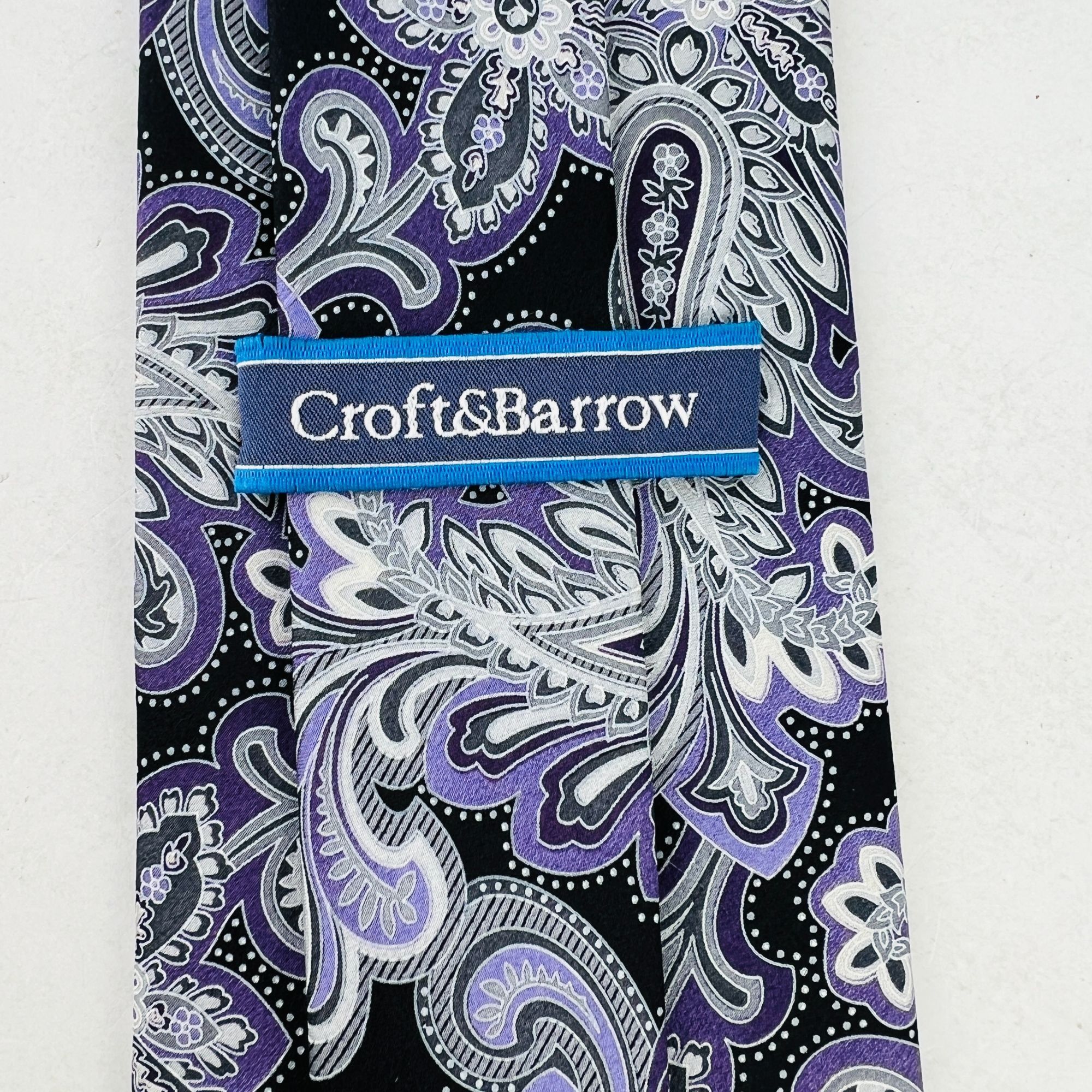 Croft & Barrow Croft & Barrow Purple Paisley 100% Silk Necktie Tie Size ONE SIZE - 4 Thumbnail