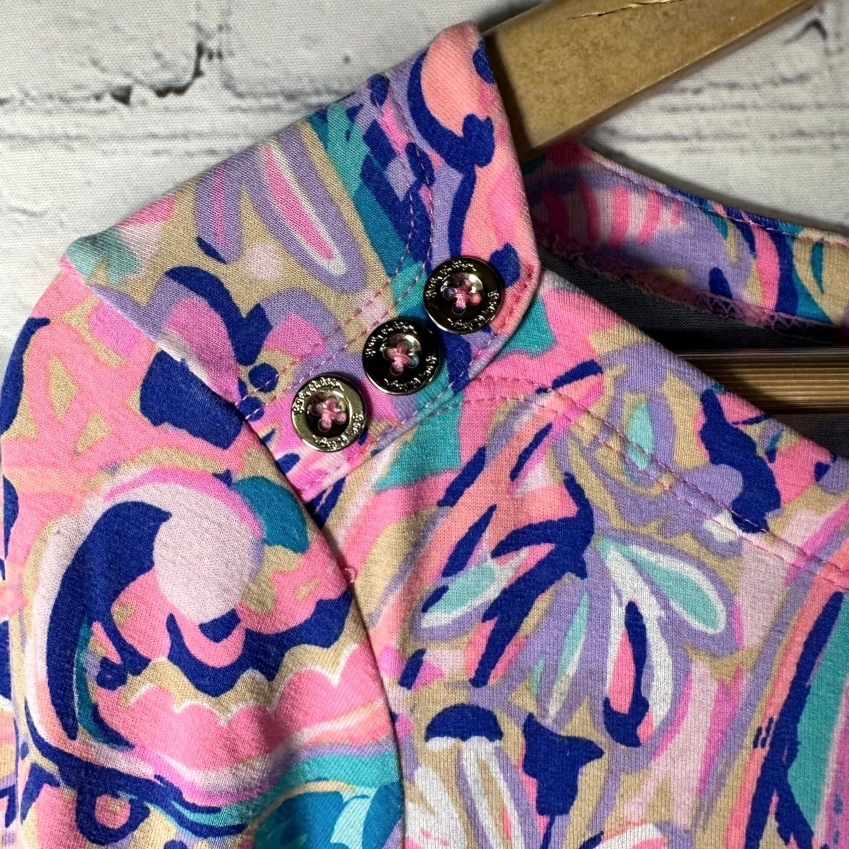 Lilly Pulitzer Lilly Pulitzer Sophie Dress Multi Paisley Boat Neck 3/4 Sleeve Gold Button 17412 Size S / US 4 / IT 40 - 2 Thumbnail