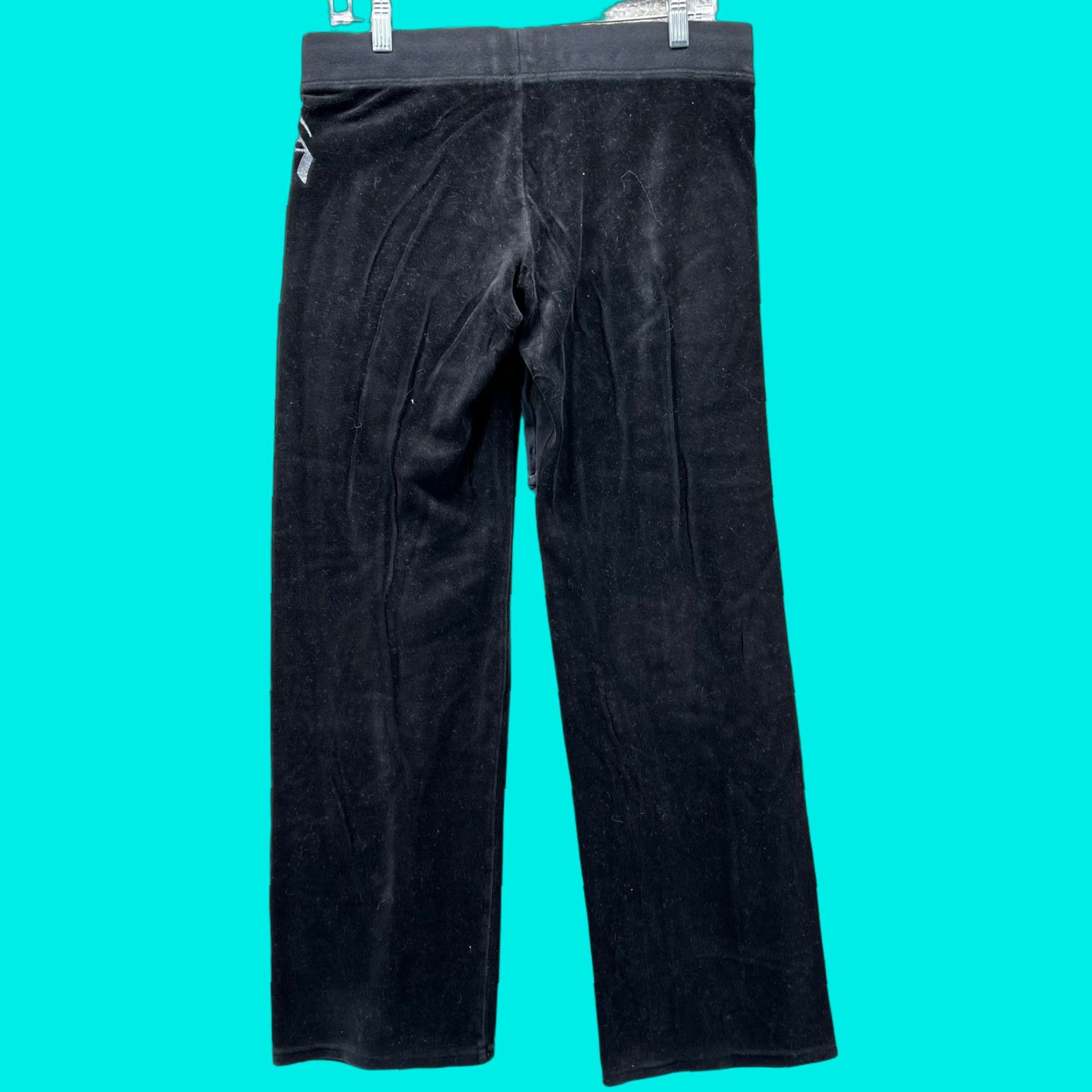 Juicy Couture VINTAGE Juicy Couture Sweatpants Womens Medium Black Velour Wide Leg Side Logo Pants Size 32" / US 10 / IT 46 - 1 Thumbnail