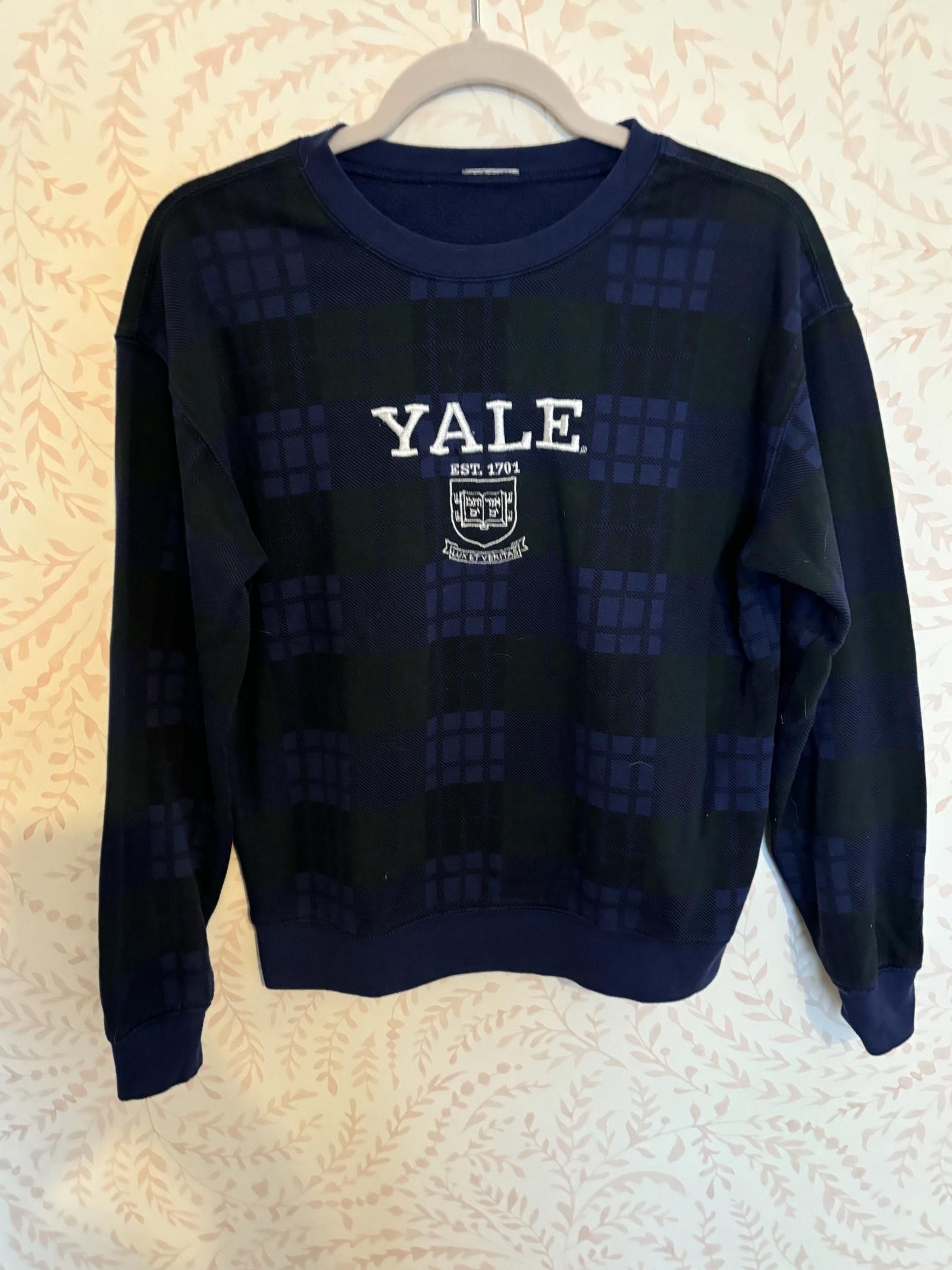 Designer Vintage Style Yale University Logo Sweatshirt - Plaid SMALL Size S / US 4 / IT 40 - 1 Thumbnail