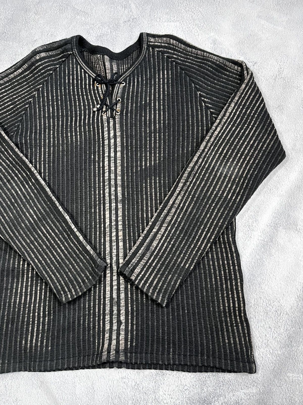 Japanese Brand × Vintage Vintage Y2K faded ribbed 00s style 1/4 sweater streetwear Size US L / EU 52-54 / 3 - 4 Thumbnail