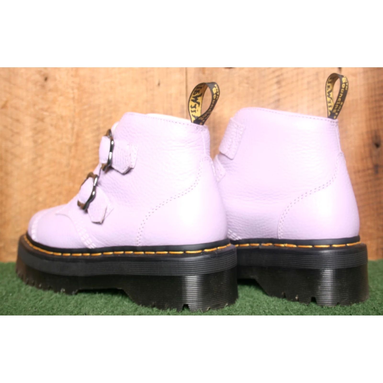 Dr. Martens Dr. Martens Devon Flower Lilac Pebbled Leather Platform Boots Womens UK 5 US 7 Leather Buckle Ankle" Size US 5 / IT 35 - 4 Thumbnail