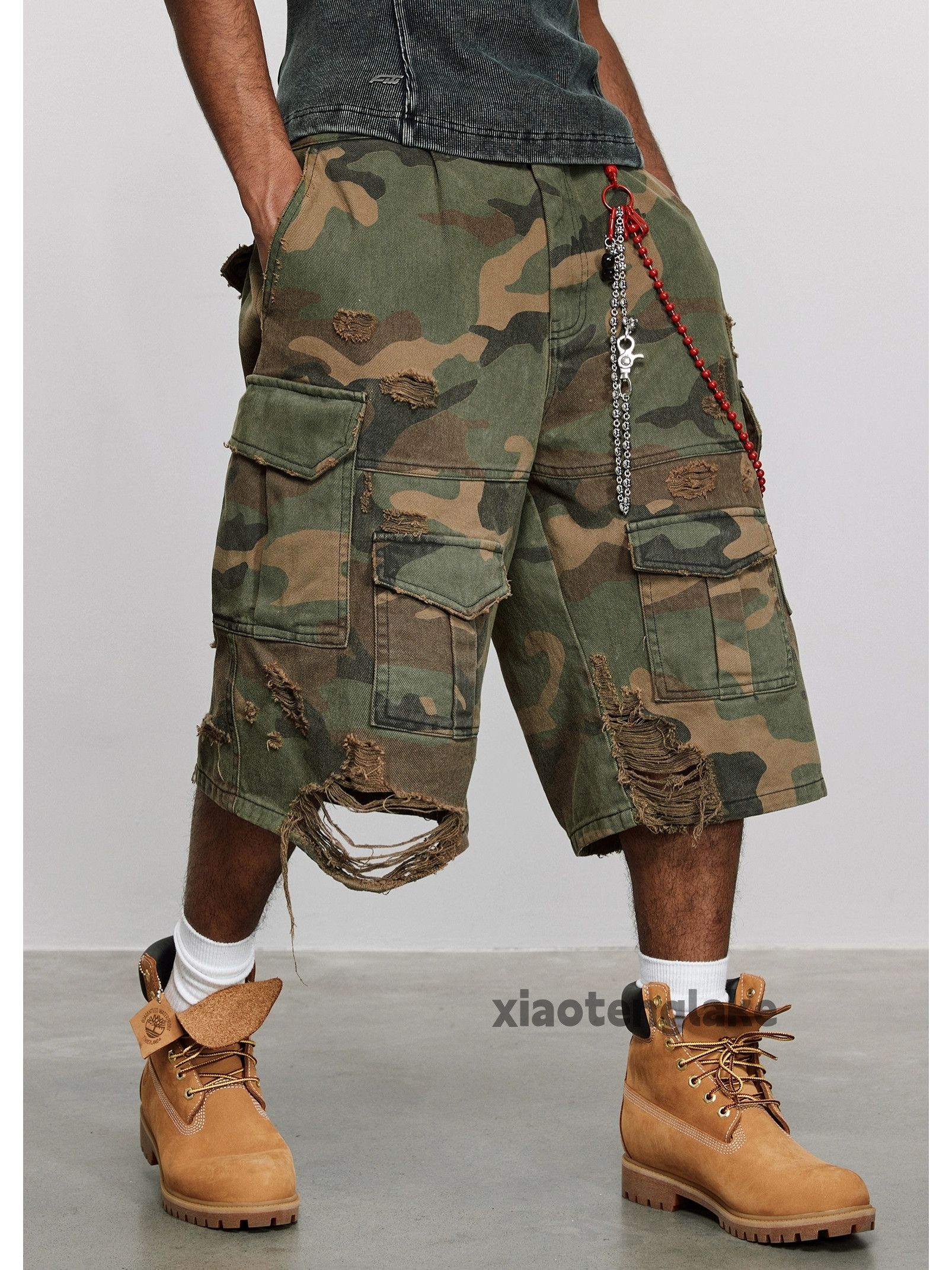 Ripped camo shorts shop