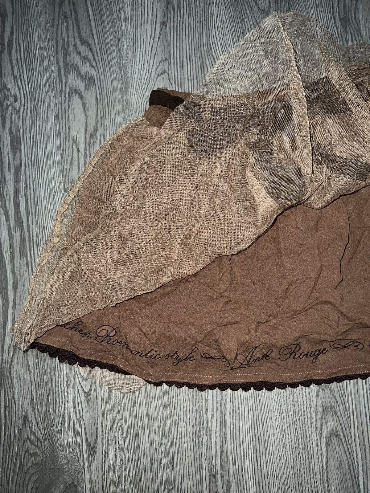 Japanese Brand Ank Rouge lace n mesh brown mini skirt 🍂🍁 Size 25" / US 0 / IT 36 - 4 Thumbnail