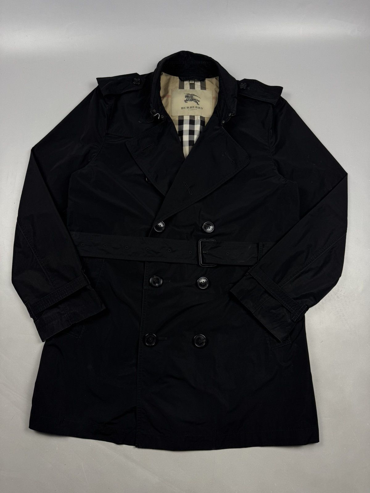 Burberry Burberry trench coat kensington iconic black model novacheck Size US L / EU 52-54 / 3 - 3 Thumbnail