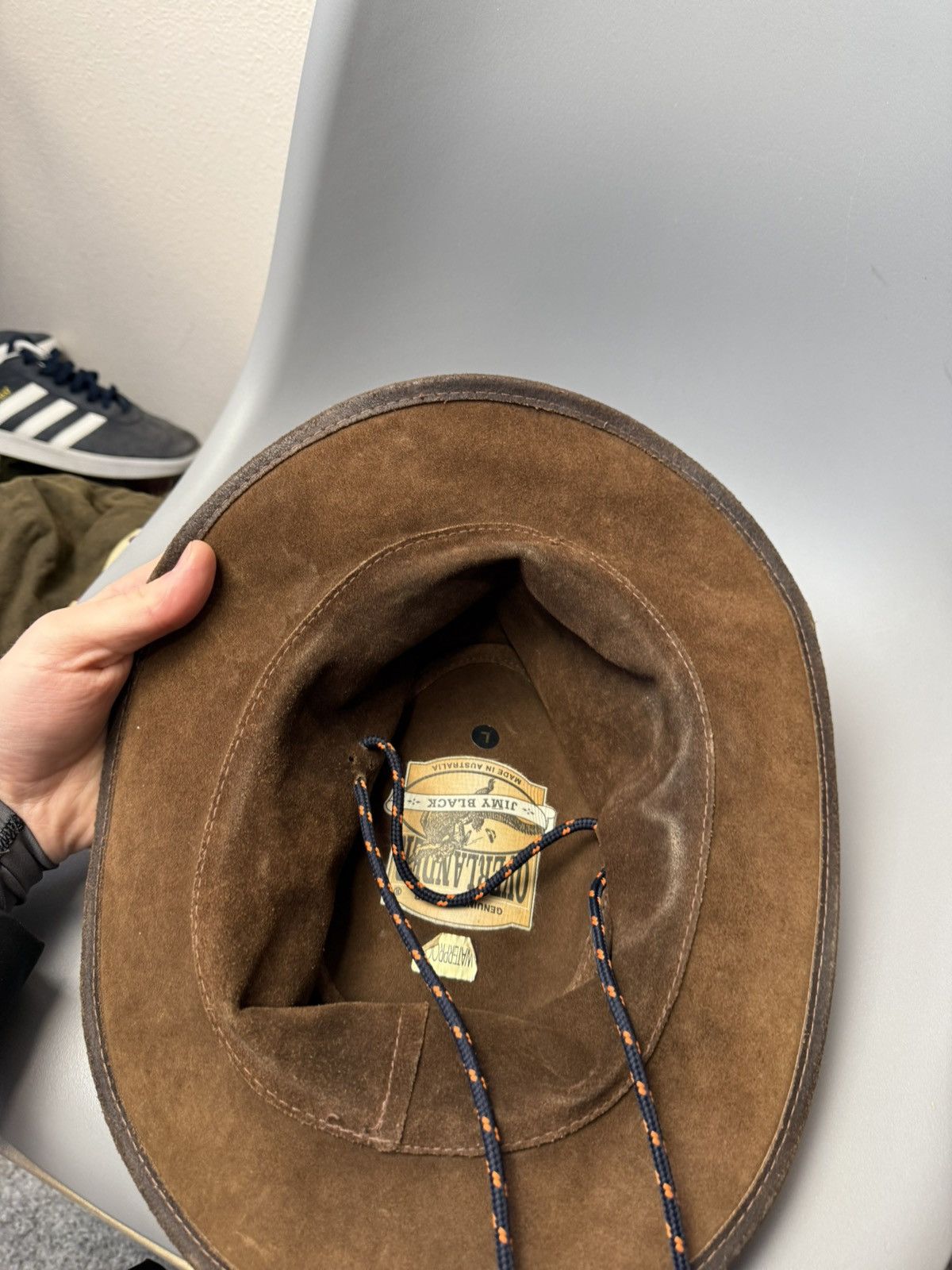Leather American Cowboy Hat Australian Western Aussie Brown Leather Size ONE SIZE - 12 Thumbnail