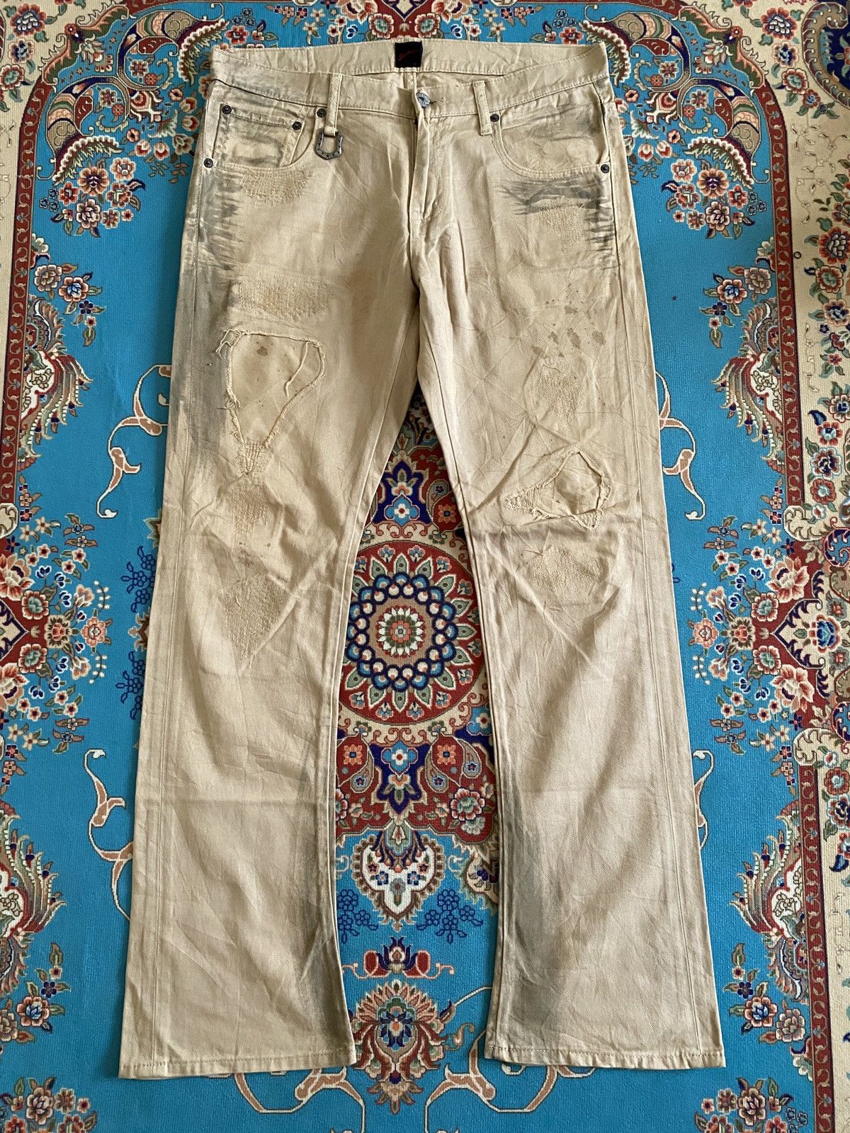 JACKROSE × Japanese Brand Jack Rose Japan Flare Distressed Patchwork Design Pant Size US 33 - 2 Thumbnail
