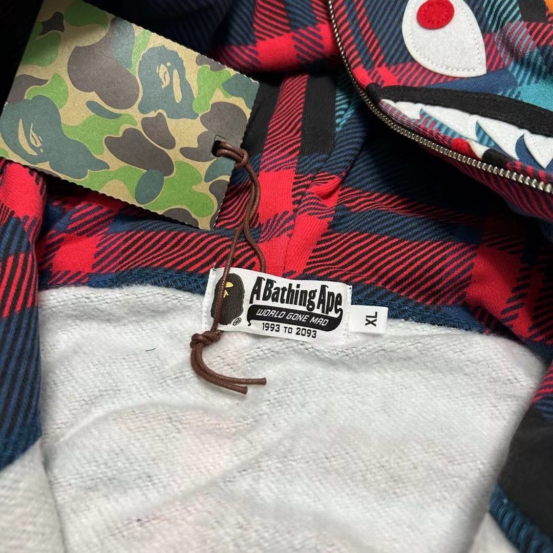 Bape BAPE CHECK SHARK RULL ZIP HOODIE Size US XL / EU 56 / 4 - 5 Thumbnail