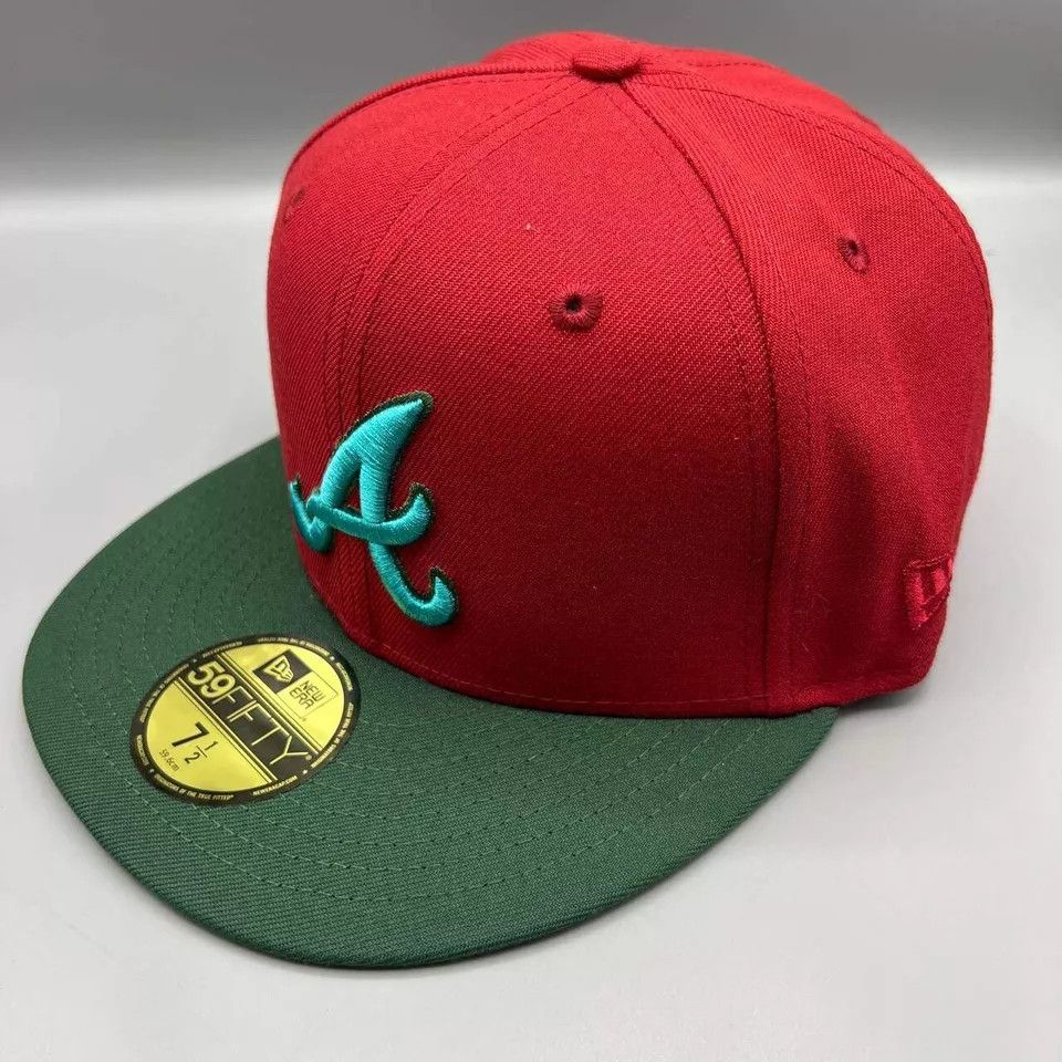New Era Atlanta Braves Hat Men 7 1/2 59Fifty New Era MLB Fitted Cap Size ONE SIZE - 4 Thumbnail
