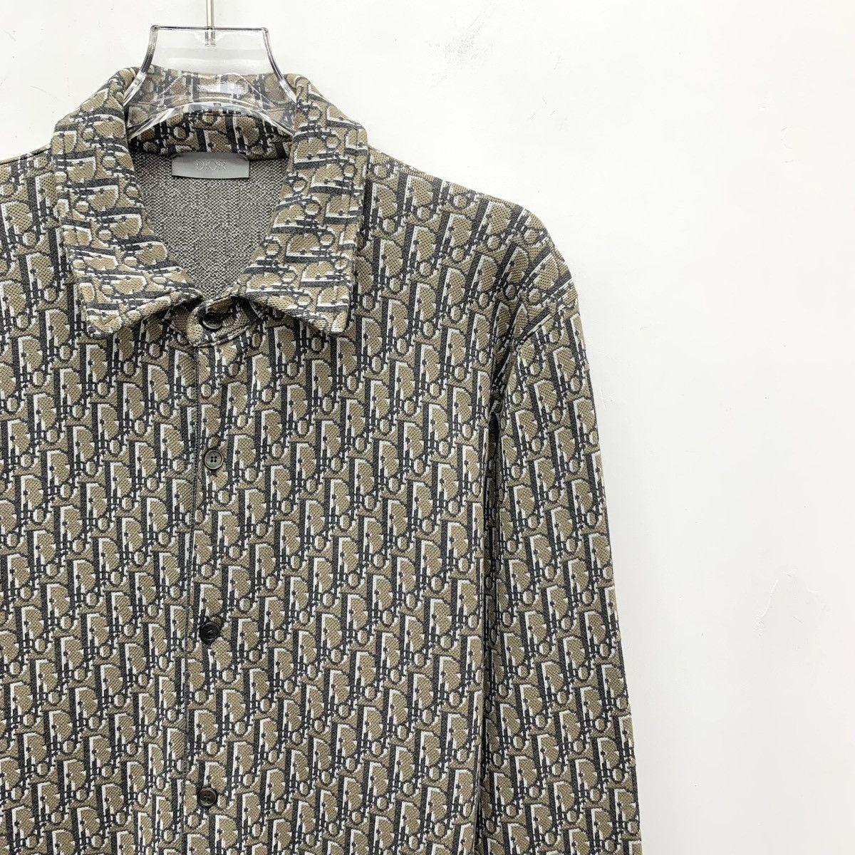 Dior Dior Gray-Brown All-over Logo Long Sleeve Shirt K26WX Size US S / EU 44-46 / 1 - 3 Thumbnail