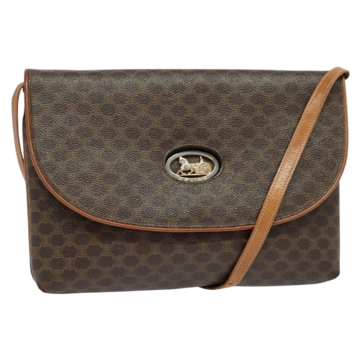 Celine CELINE Macadam Canvas Shoulder Bag Pvc Leather Brown Gold Size ONE SIZE - 1 Thumbnail