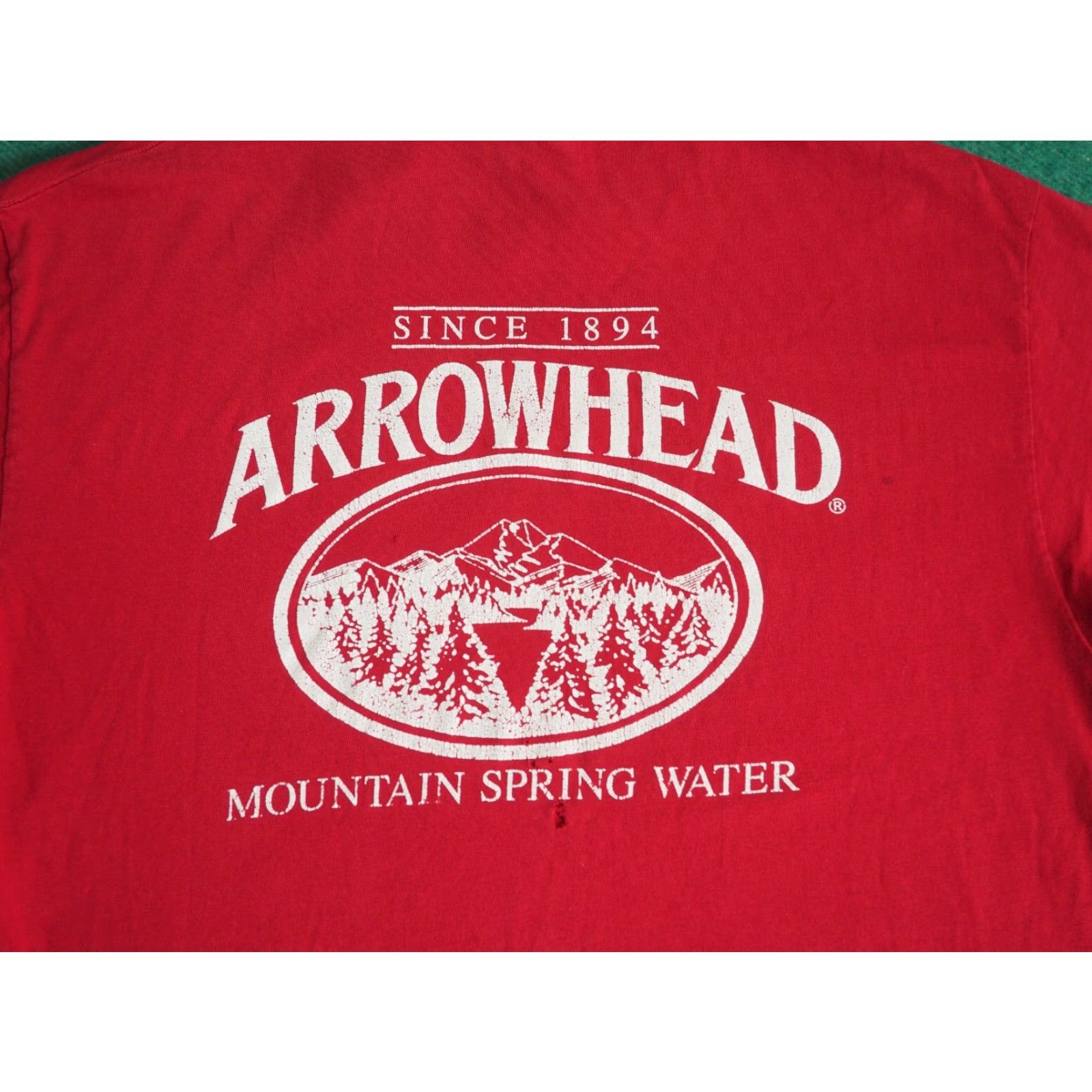 Vintage VTG 90s Arrowhead Mountain Spring Water Promo Tee T-Shirt Mens L Red Shirt Graphic Tee Mens L Red 90s Grunge Vintage EF Size US L / EU 52-54 / 3 - 5 Thumbnail