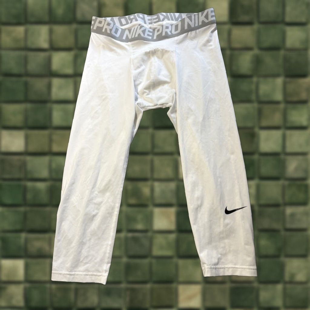 Nike Nike Pro Combat Compression Pants Mens Large White Capri Size US 33 - 1 Thumbnail