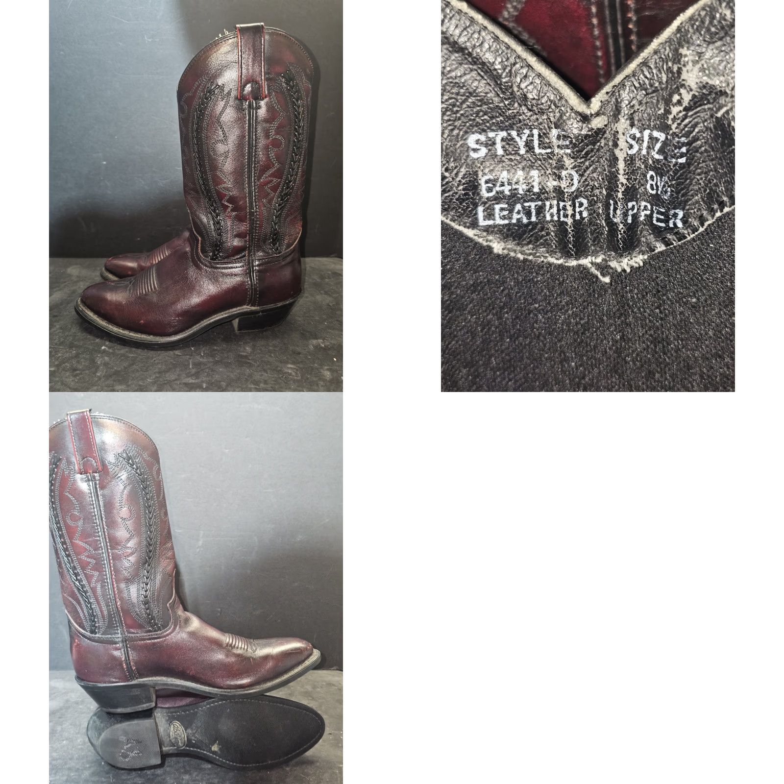 Vintage VINTAGE Abilene Cherry Leather Cowboy Western Boots Men’s Size 8.5 Style 6441-D - Cherry - Boots - Western - Leather - Men - Vintage 6441-D Size US 8 / EU 41 - 8 Thumbnail