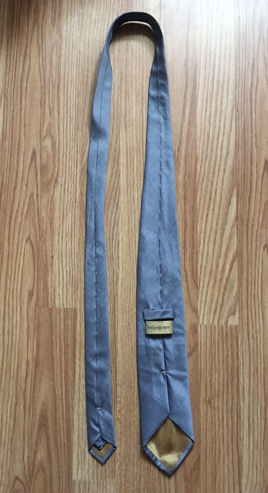 Yves Saint Laurent Yves Saint Laurent Silver Metal Silk Mens Neck Tie Size ONE SIZE - 7 Thumbnail