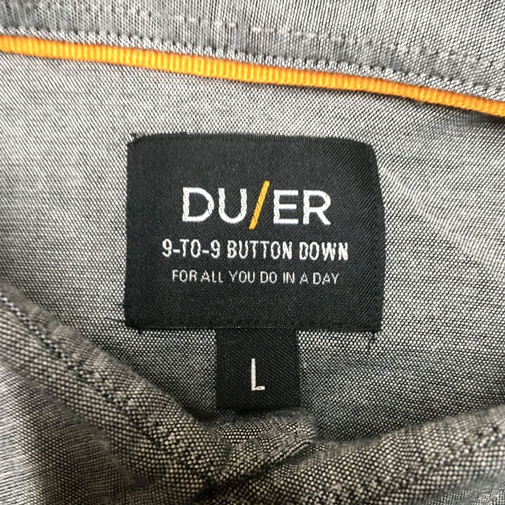 Vintage DU/ER Button-Down Shirt Mens L Gray Cotton Blend Knit 9-to-9 Performance Casual Dress Shirt Regular Size US L / EU 52-54 / 3 - 5 Thumbnail
