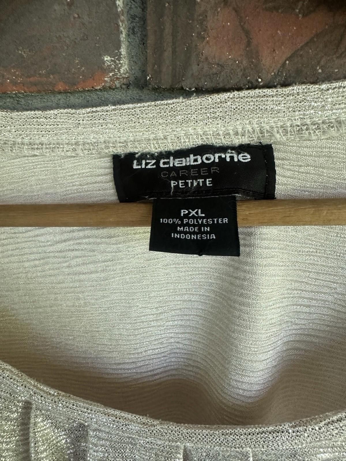 Designer vintage liz claiborne Blouse Petite XL Shimmery Glam Gold Size XL / US 12-14 / IT 48-50 - 2 Thumbnail