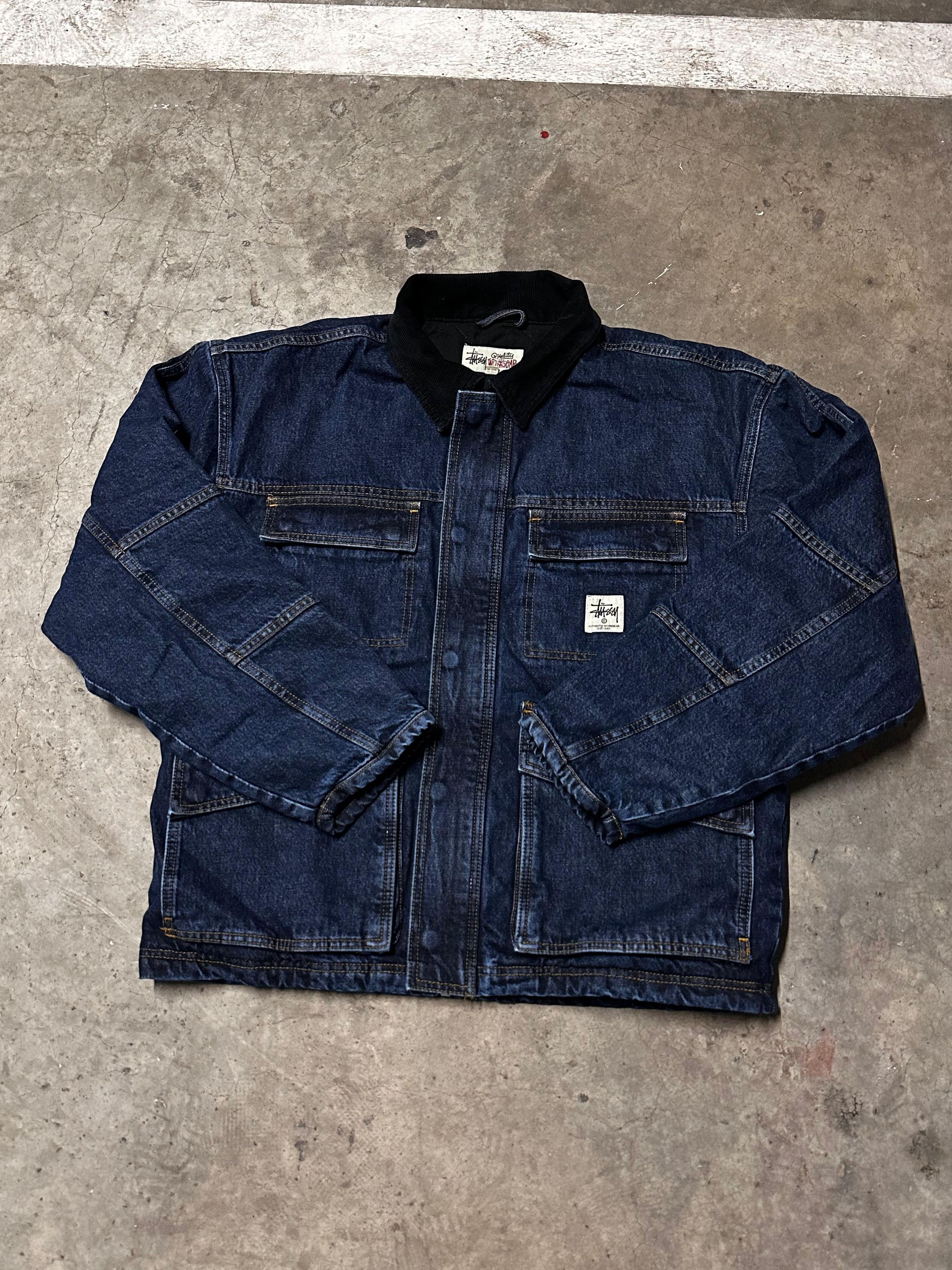 image of Stussy Cc000013 Washed Canvas Work Jacket In Blue, Men's (Size Small)