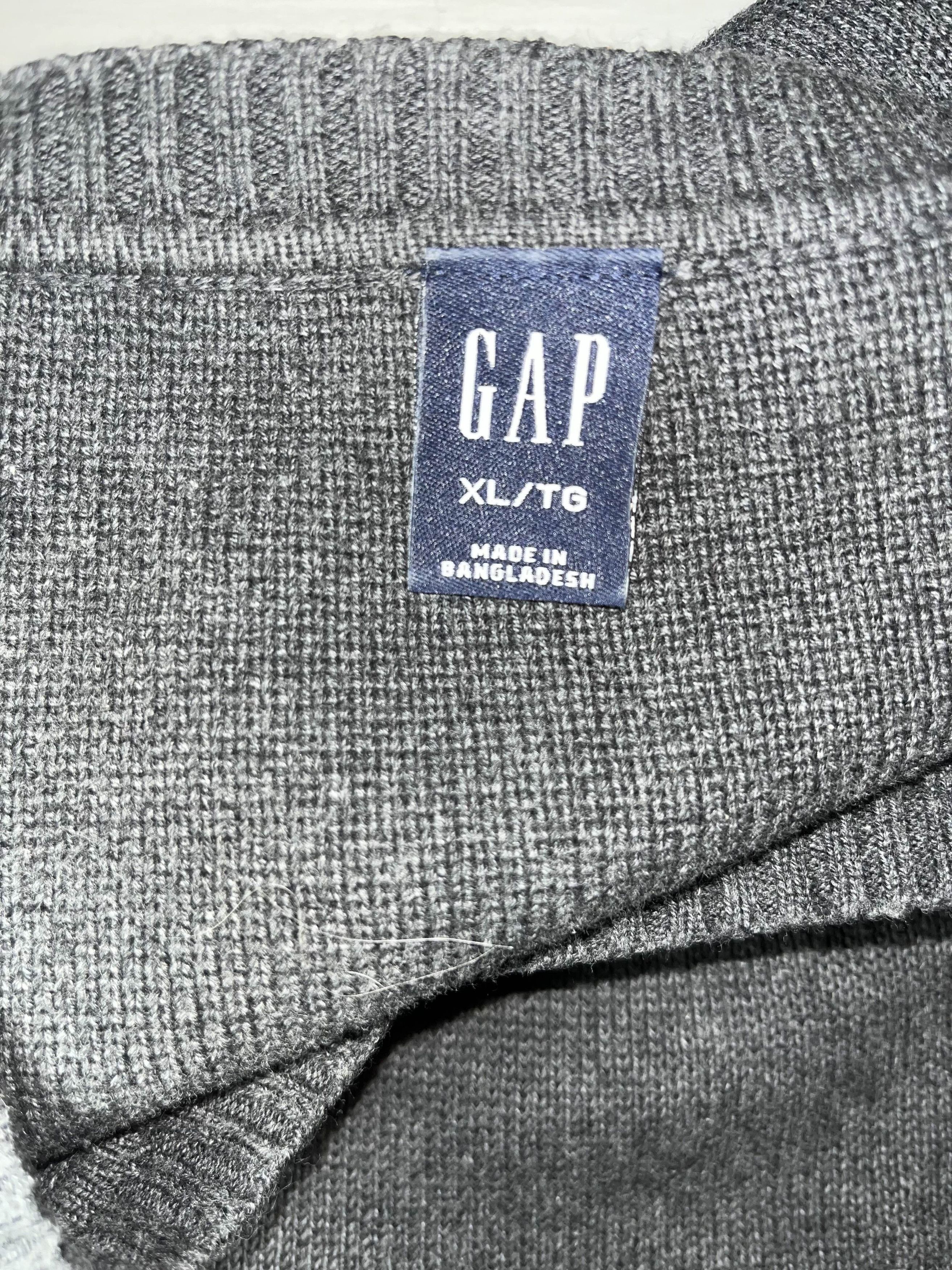 Gap Gray GAP V-Neck Knitted Sweatshirt Size US XL / EU 56 / 4 - 4 Thumbnail