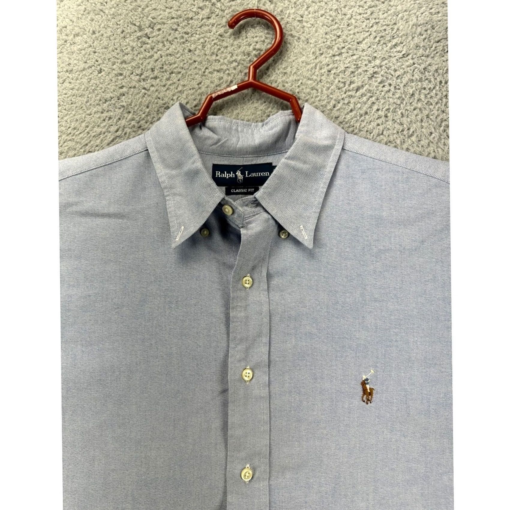 Ralph Lauren Ralph Lauren Button-Up Dress Shirt Mens 18 36-37 Blue Classic Flesh Color Pony Button-Down Size 48R - 7 Thumbnail