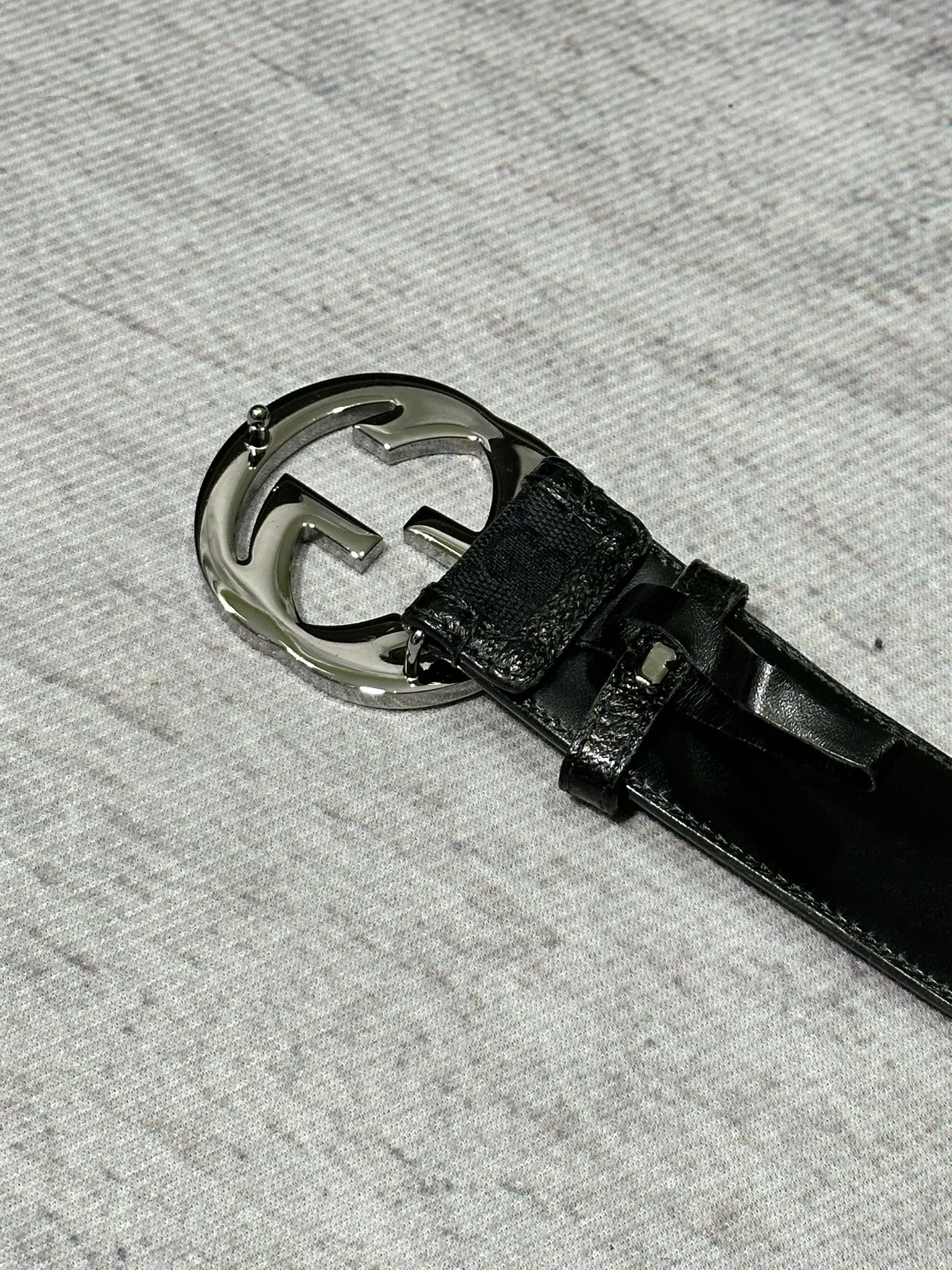 Gucci Gucci Belt Monogram Canvas and Leather Black Interlocking G Size 32 - 13 Thumbnail
