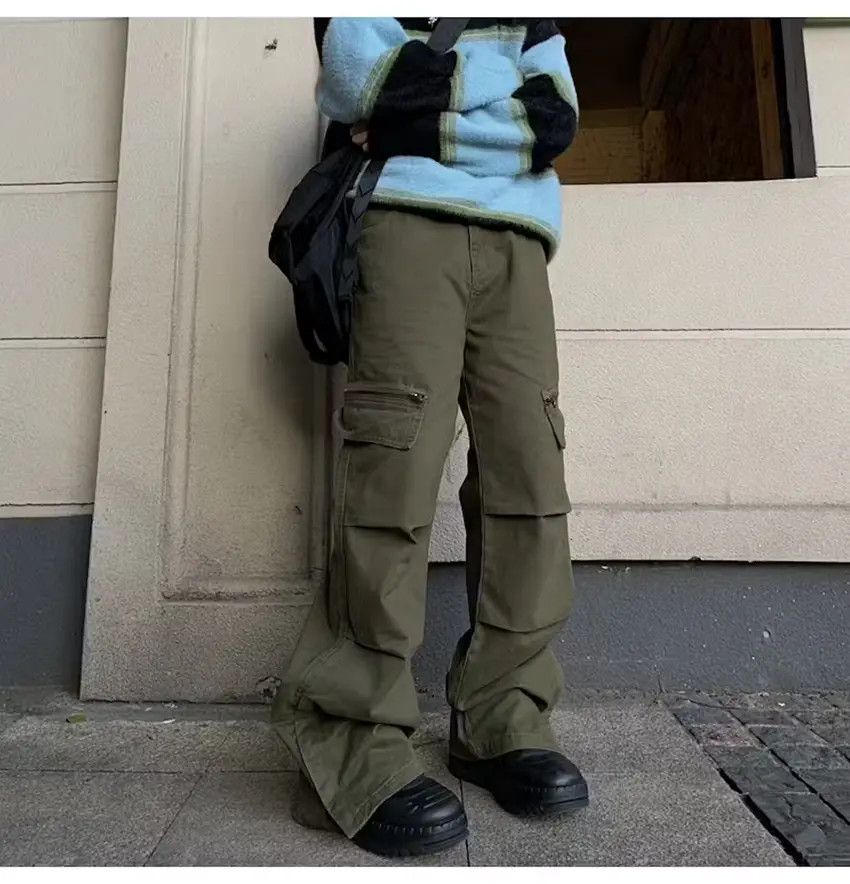 Designer × Japanese Brand Green fade flared baggy pleated cargo pants Size US 34 / EU 50 - 5 Thumbnail