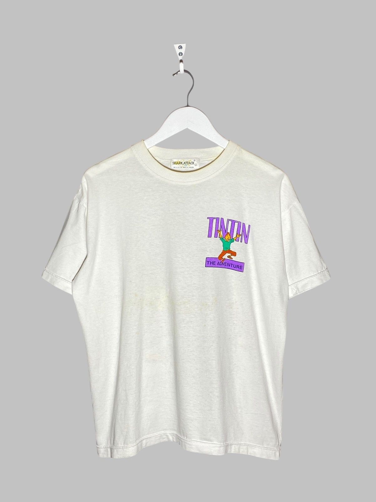 Vintage 🔥 90s TINTIN BLACK GOLD TEE JEEP EXPLOSION RARE GRAPHIC Size US L / EU 52-54 / 3 - 2 Thumbnail