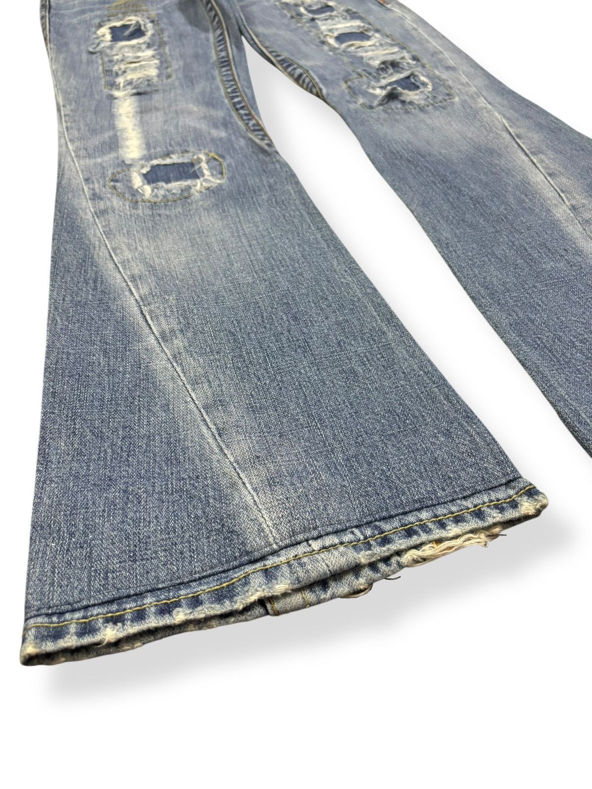 True Religion Vintage True Religion Joey Patchwork Distressed Flare Jeans Size US 28 / EU 44 - 7 Thumbnail