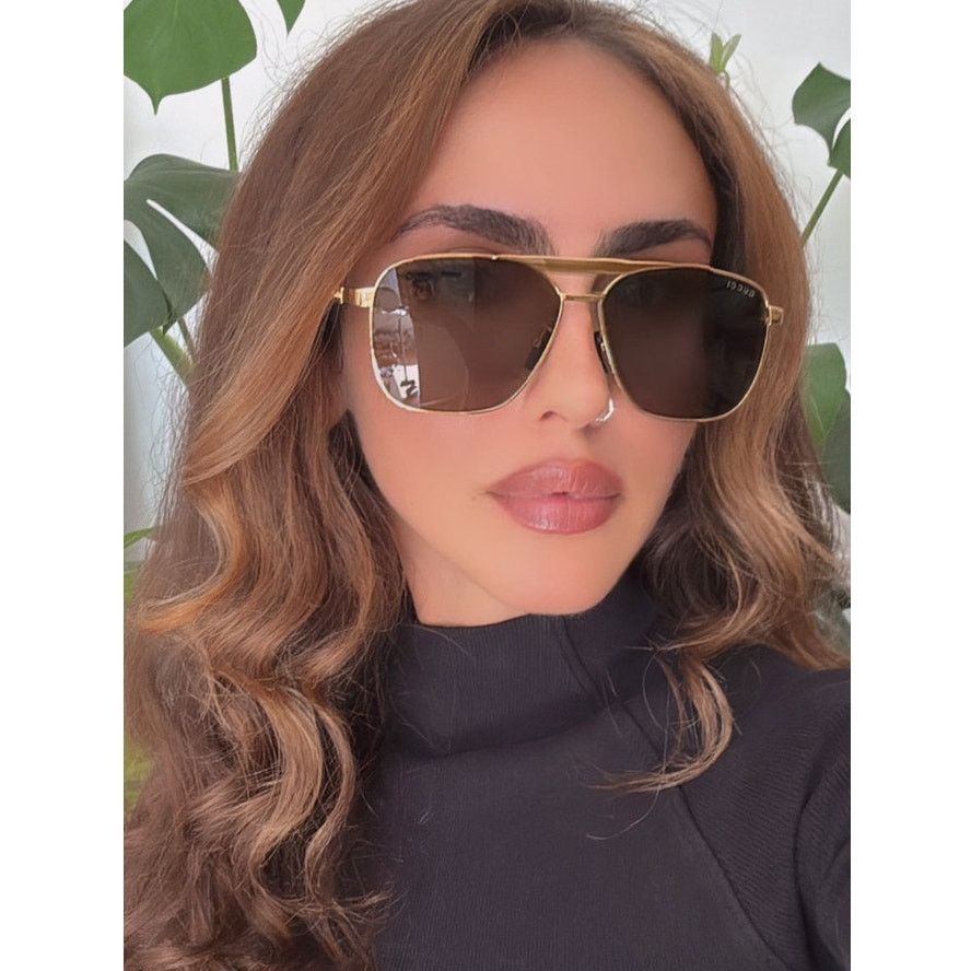 Gucci NEW Gucci GG1164S Squared Gold Aviator Unisex Sunglasses Size ONE SIZE - 1 Thumbnail