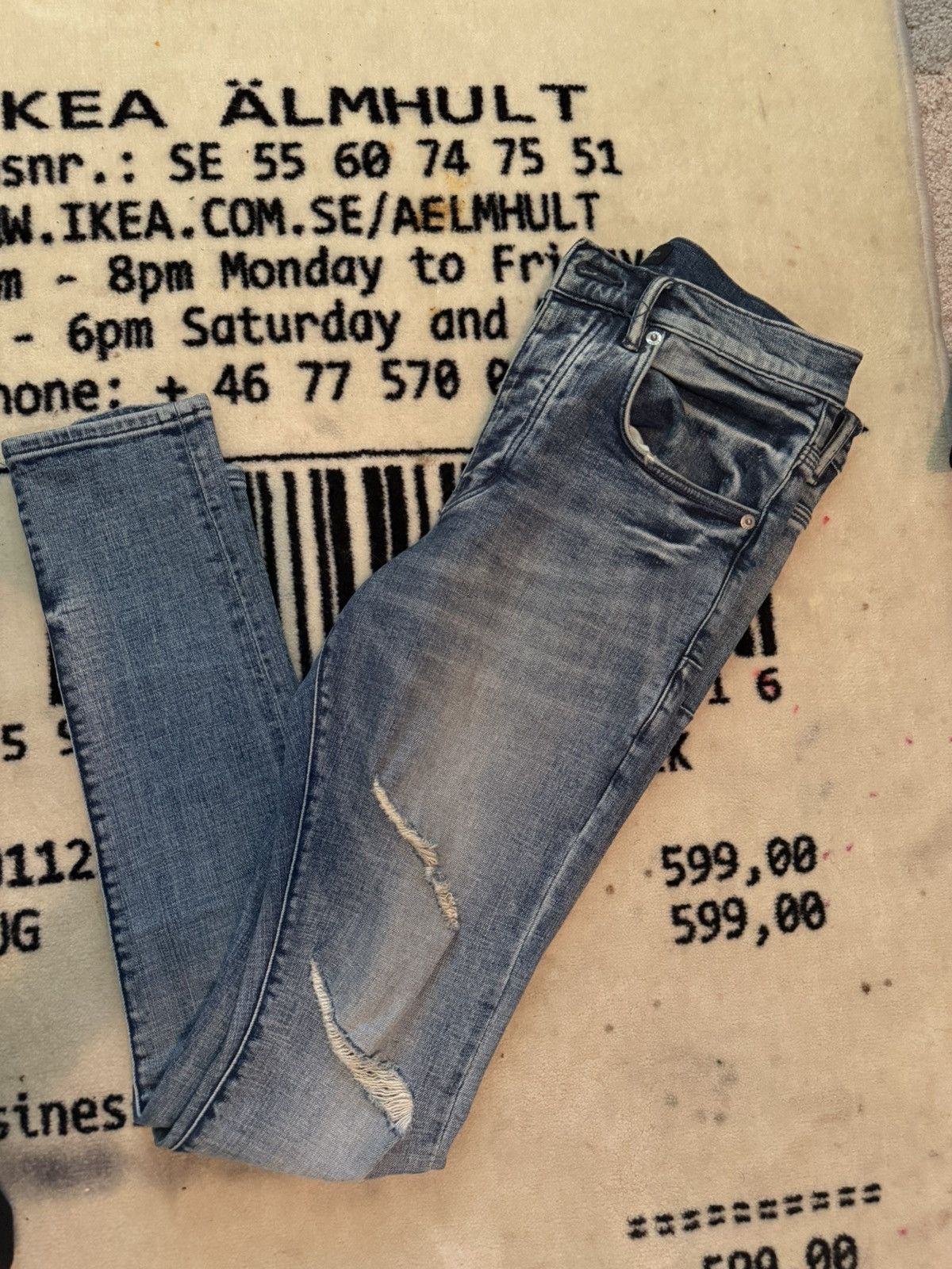 Purple Brand Distressed Skinny Jeans – Light Wash Denim