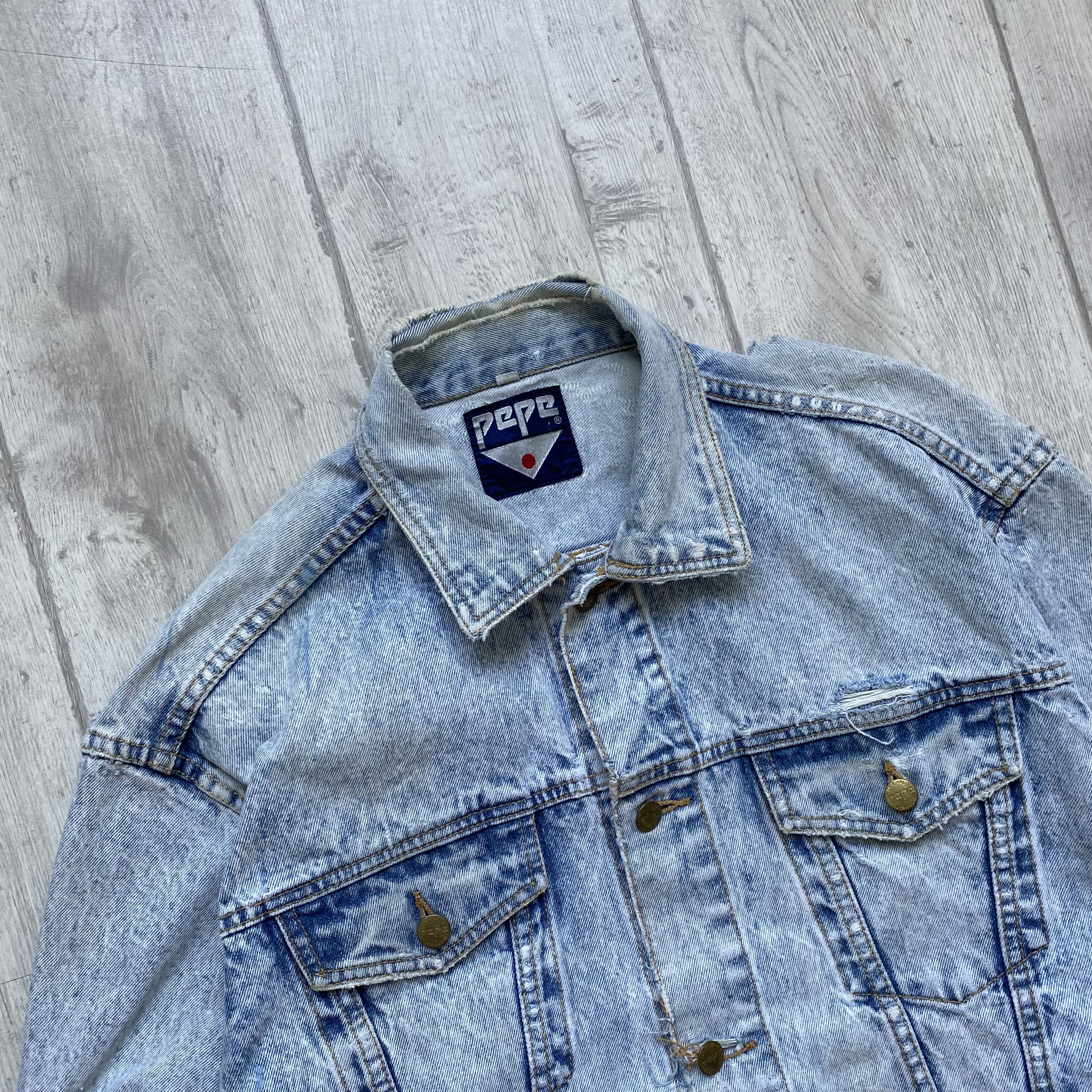 Japanese Brand CRAZY Vintage 80s Trashed Japanese Denim jacket Pepe Size US M / EU 48-50 / 2 - 3 Thumbnail