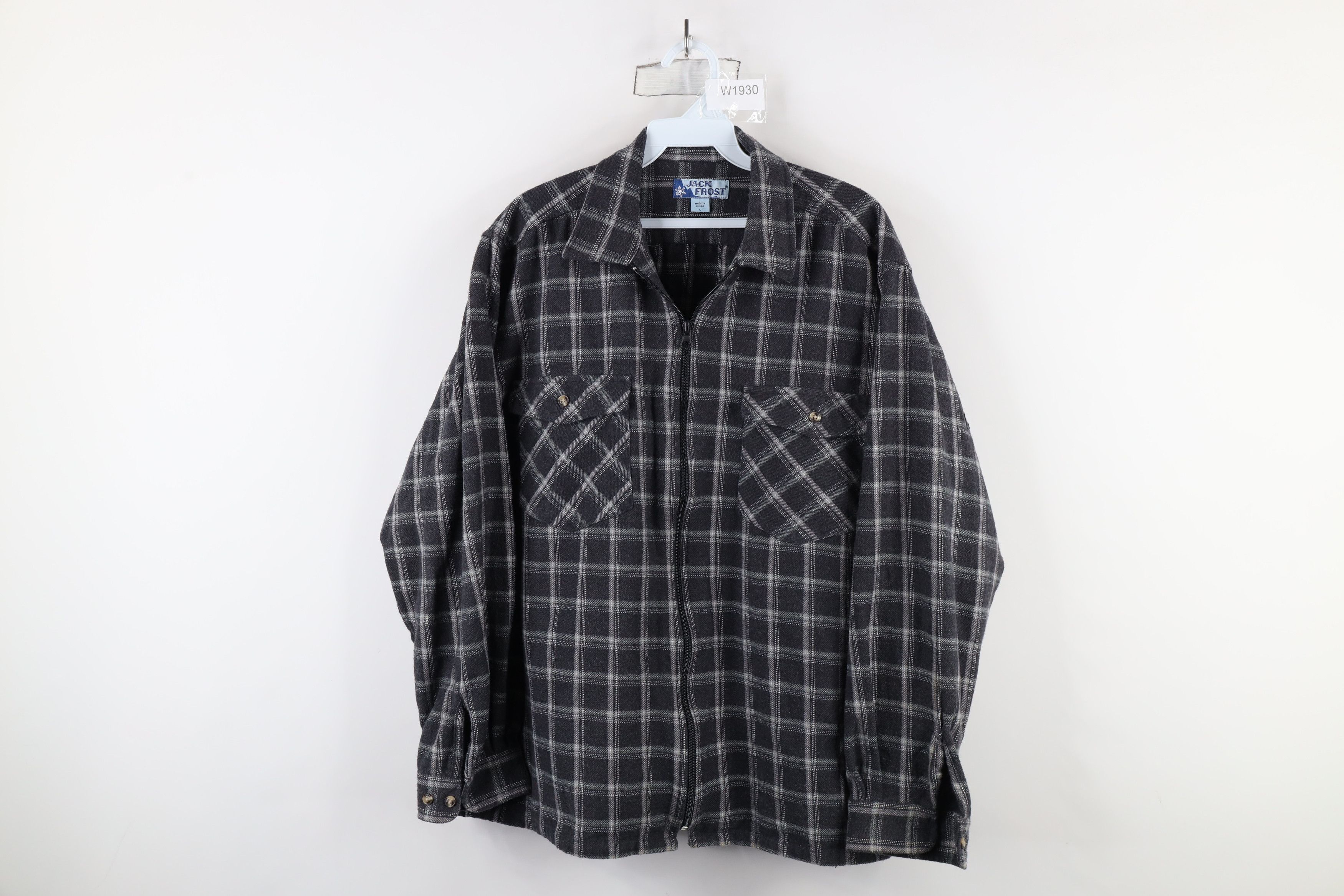 Vintage Vintage 90s Streetwear Zip Flannel Shirt Jacket Jac Shirt Size US L / EU 52-54 / 3 - 1 Thumbnail
